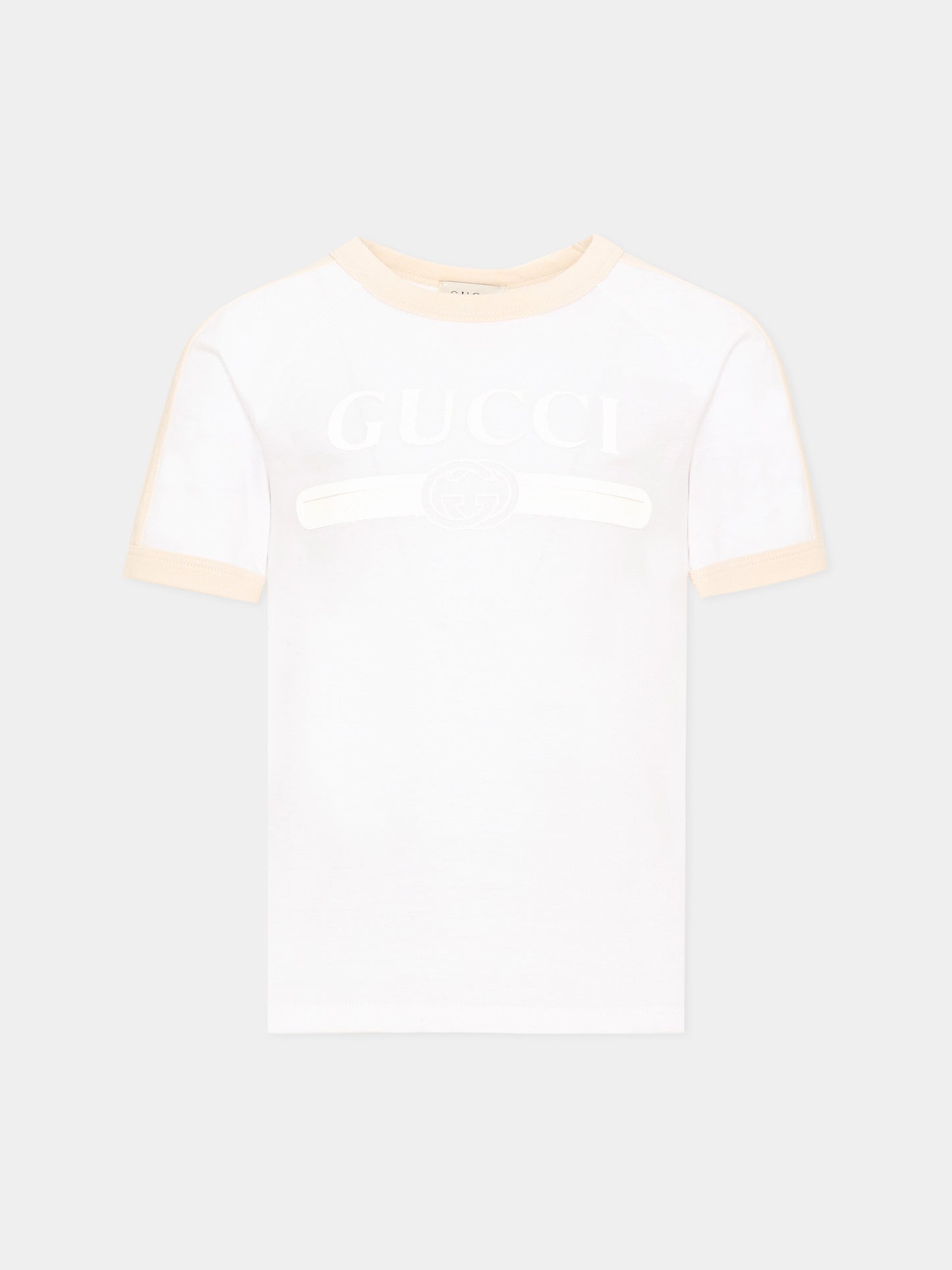 T-shirt bianca per bambini con logo,Gucci Kids,A0044Y XJHW6 9043