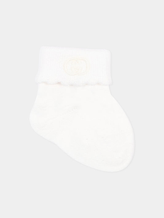 Calzini avorio per neonato logo GG,Gucci Kids,A007NF 3KACB 9100