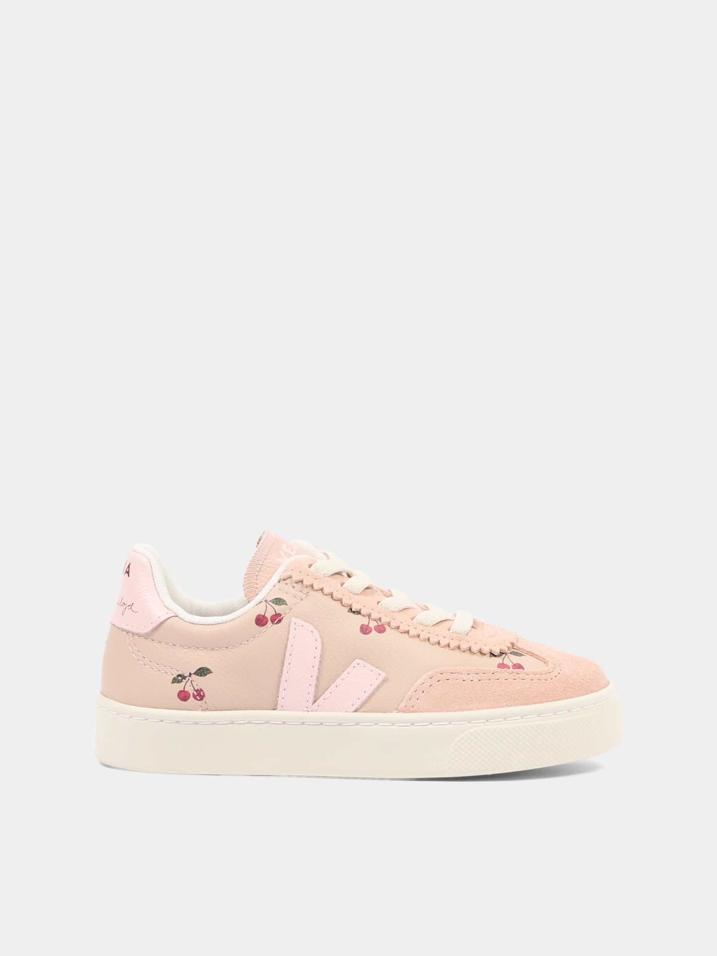 Sneakers beige per bambina con ciliegie,Veja X Konges Sløjd,BV0222353C
