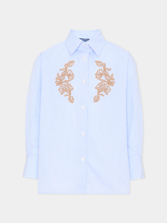 Camicia azzurra a righe per bambina,Ermanno Scervino Junior,Z1H304 8126 0158