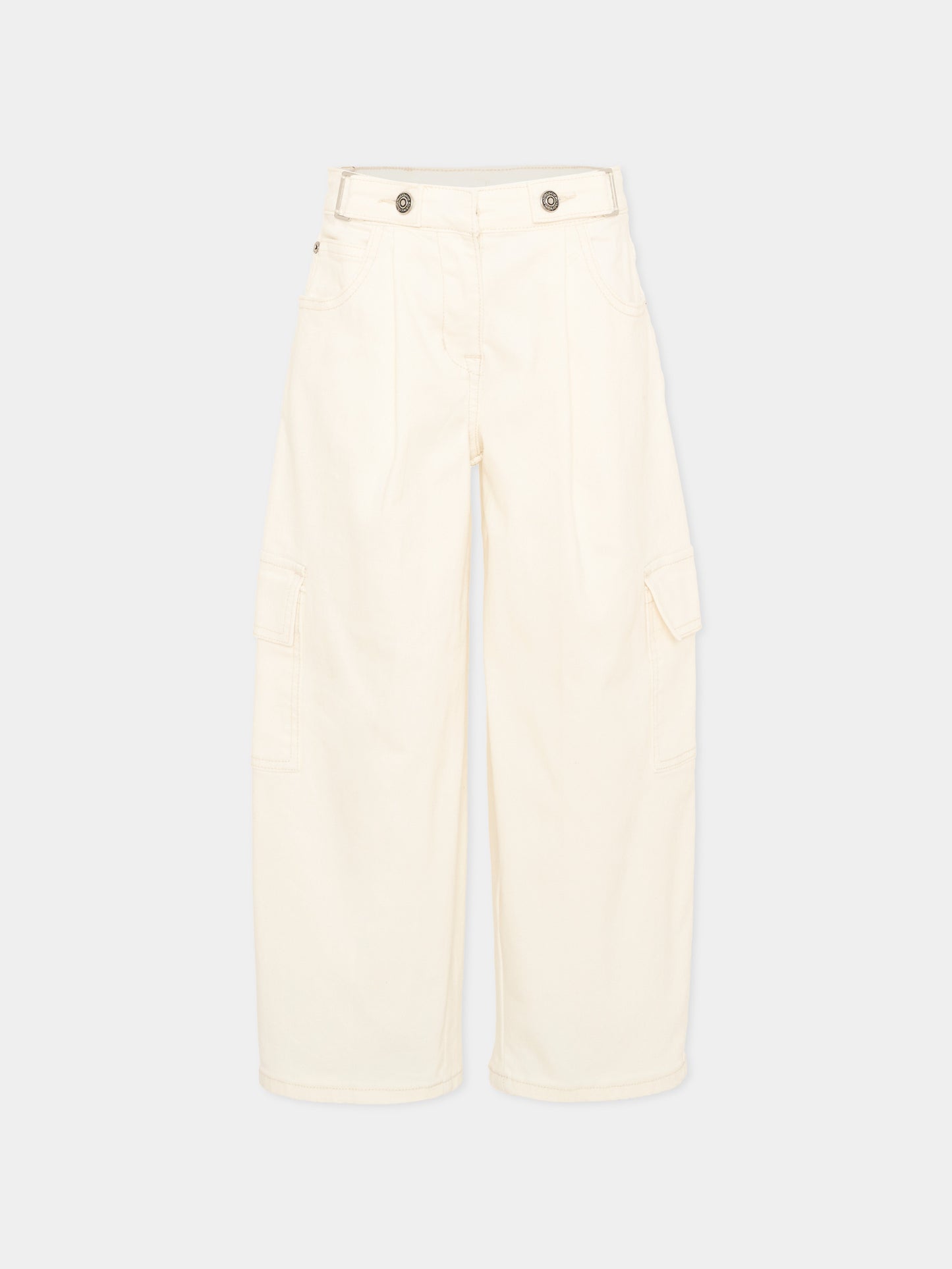 Jeans avorio per bambina cargo,Ermanno Scervino Junior,Z9H404 8097 0001