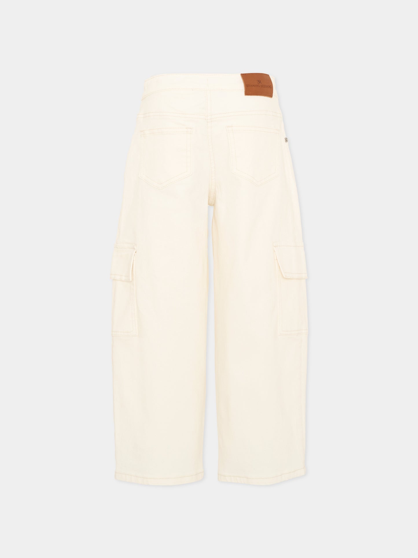 Jeans avorio per bambina cargo,Ermanno Scervino Junior,Z9H404 8097 0001