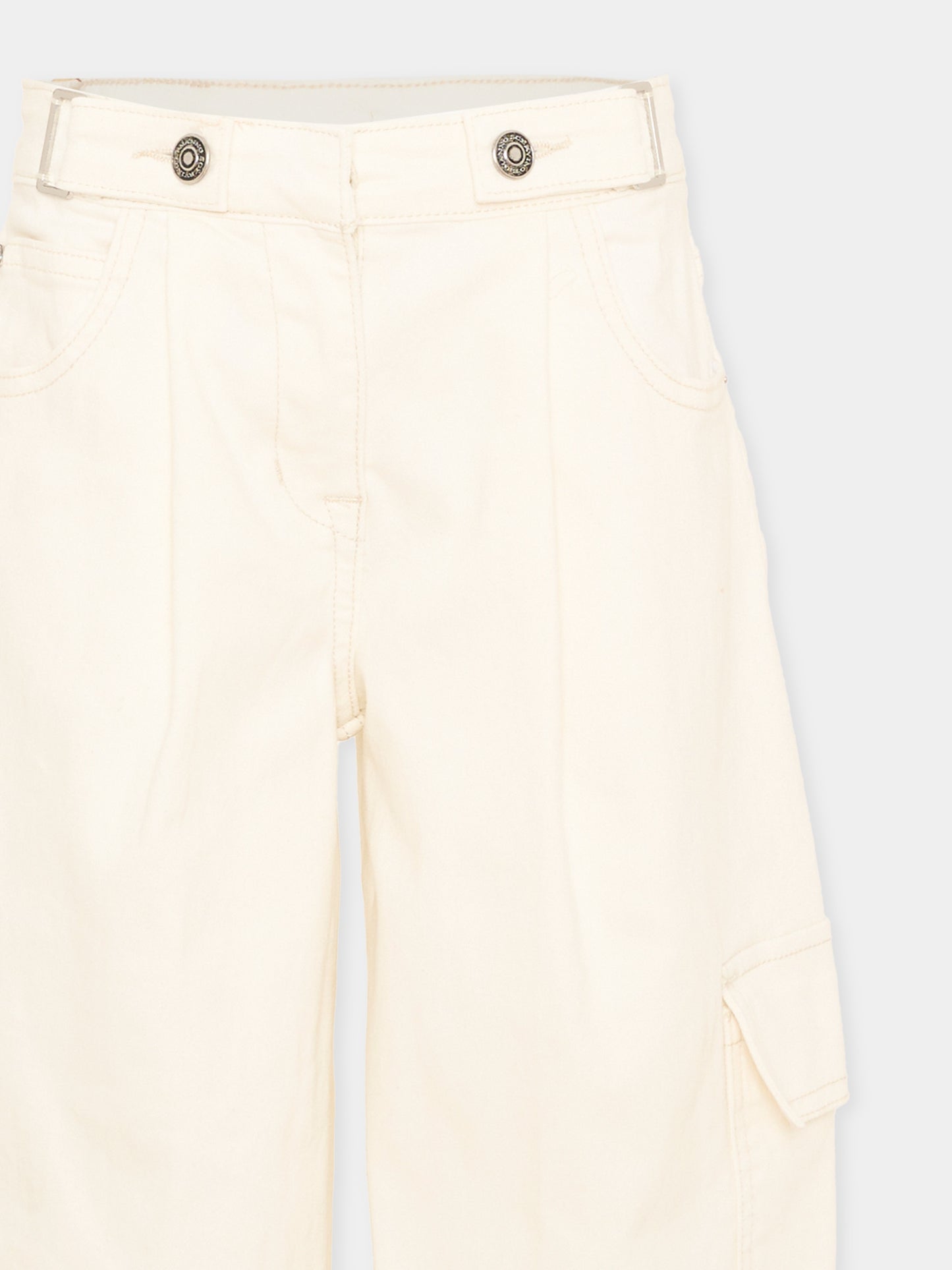Jeans avorio per bambina cargo,Ermanno Scervino Junior,Z9H404 8097 0001
