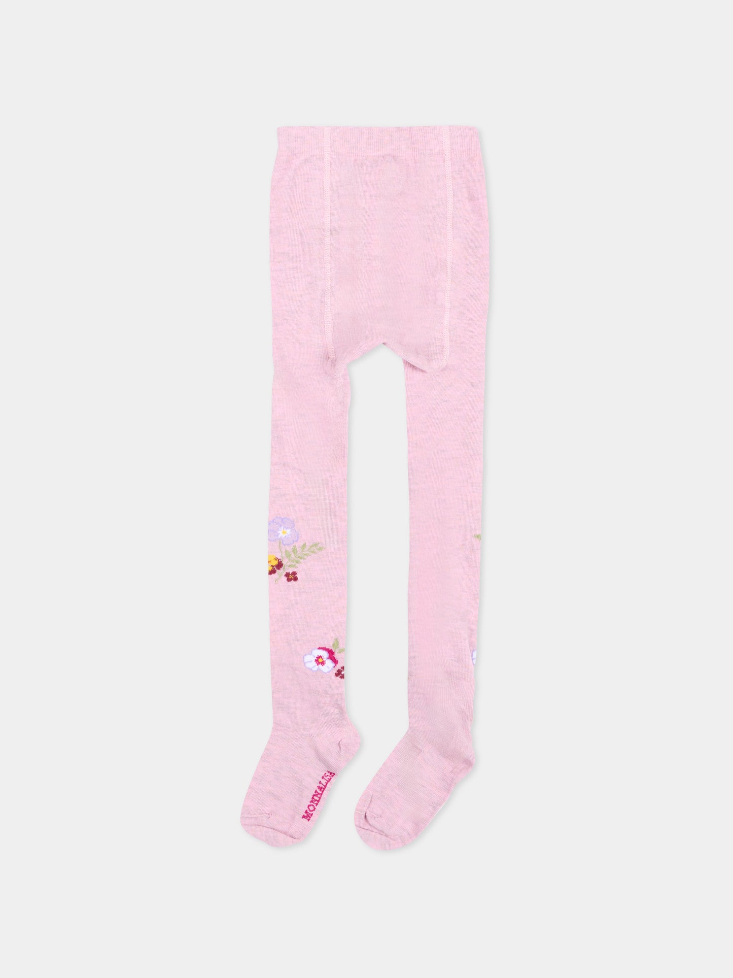 Collant rosa per bambina con fiori,Monnalisa,19H008 8082 0063