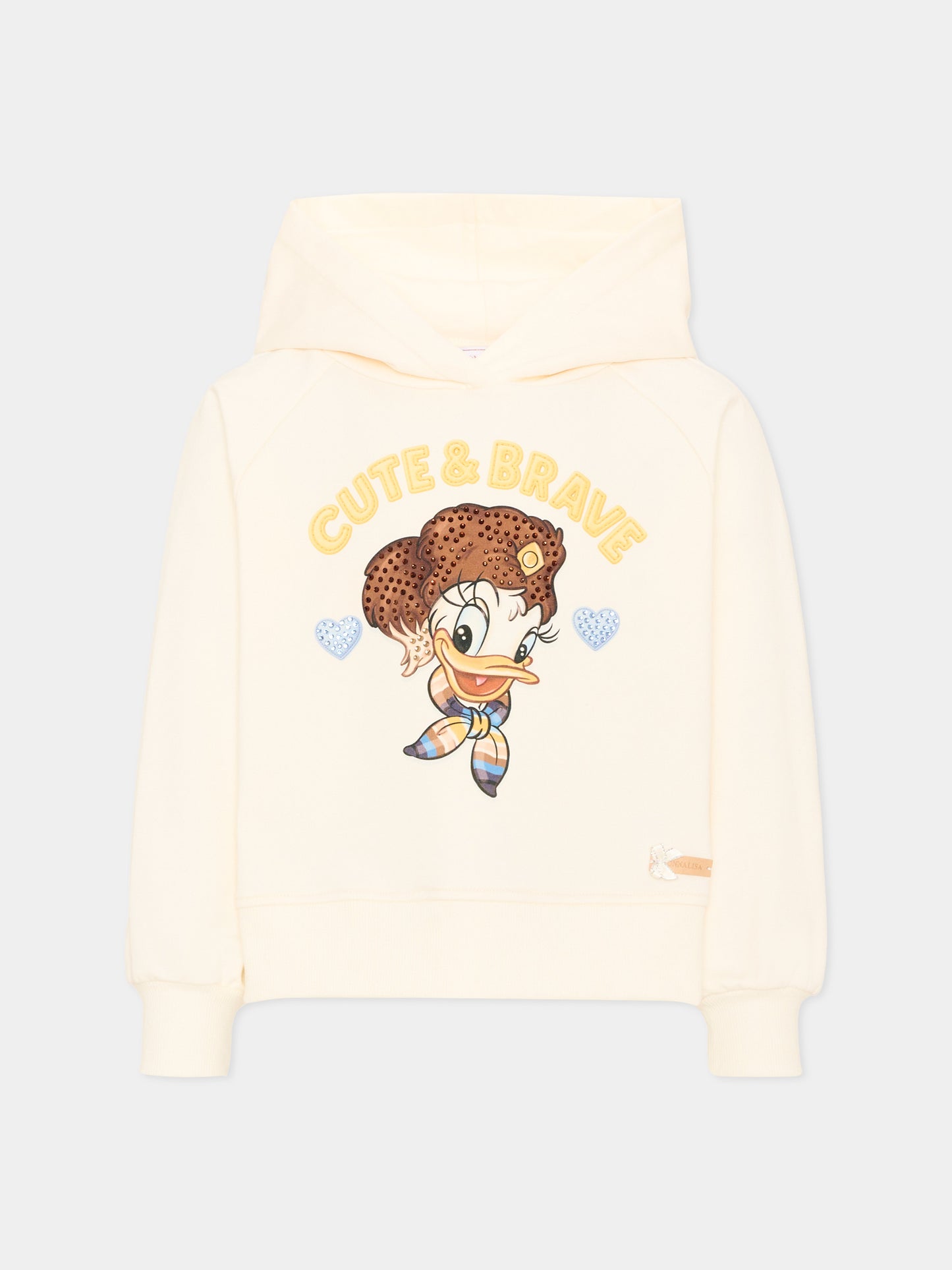 Felpa avorio per bambina con Daisy Duck,Monnalisa,19H611 8030 2956
