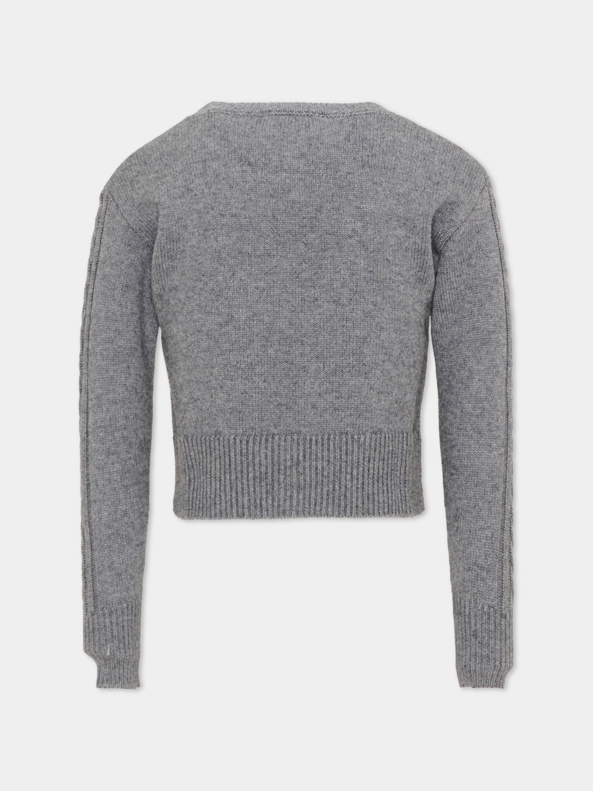 Maglione grigio per bambina con perline,Monnalisa,79H608 8060 3275