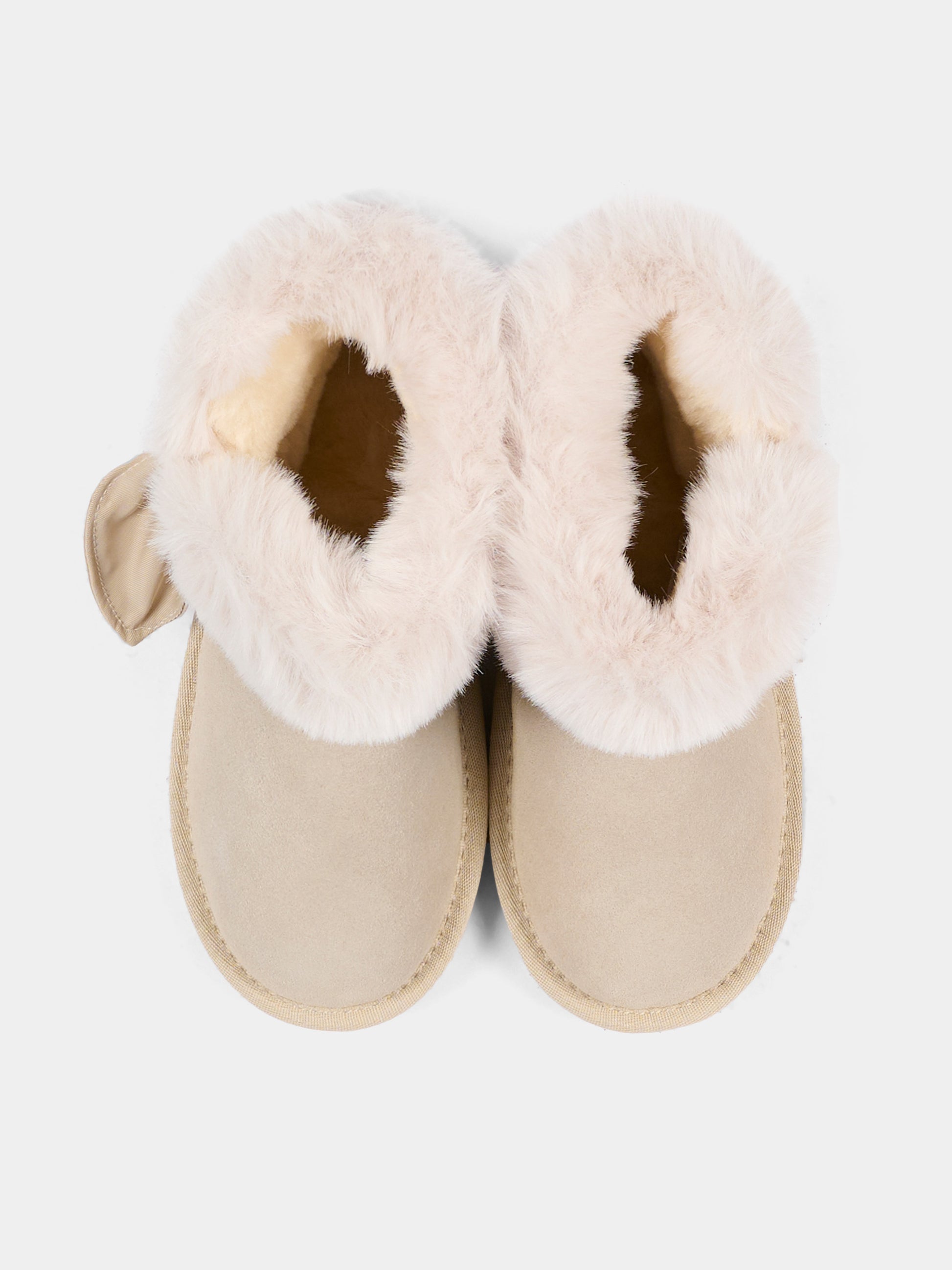 Stivaletti beige per bambina con fiocco,Monnalisa,8CH005 8776 0003