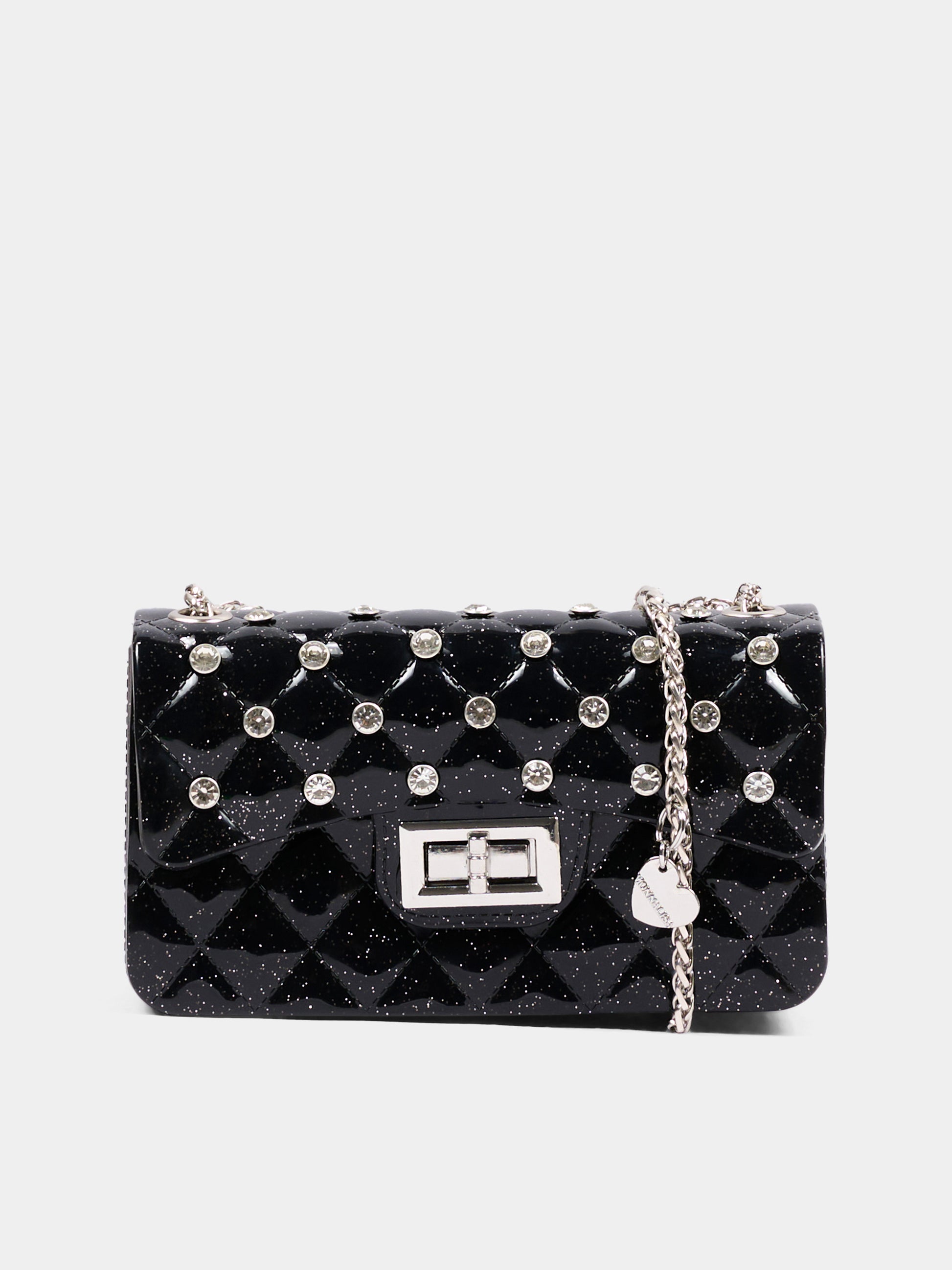 Borsa elegante nera per bambina con strass,Monnalisa,17H000 8726 0050