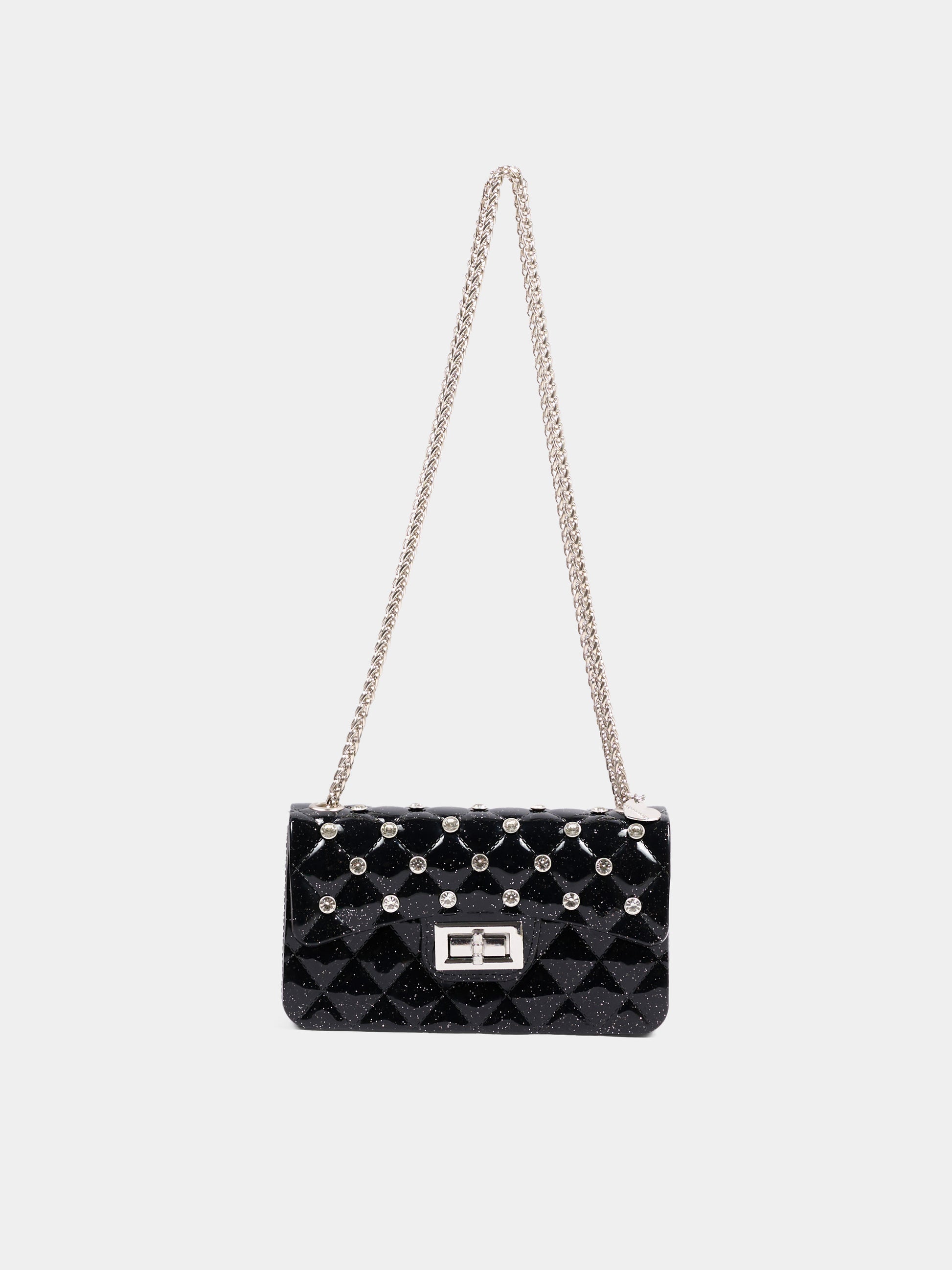 Borsa elegante nera per bambina con strass,Monnalisa,17H000 8726 0050