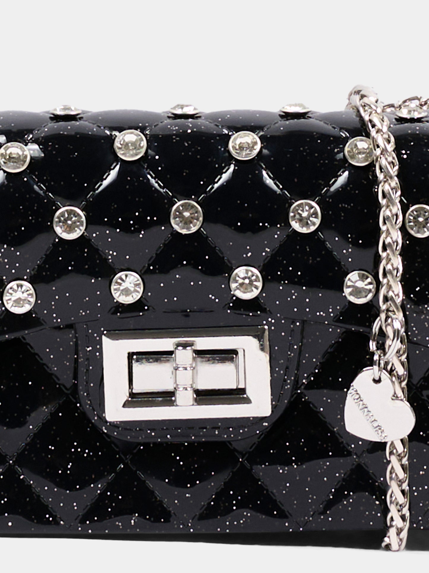 Borsa elegante nera per bambina con strass,Monnalisa,17H000 8726 0050