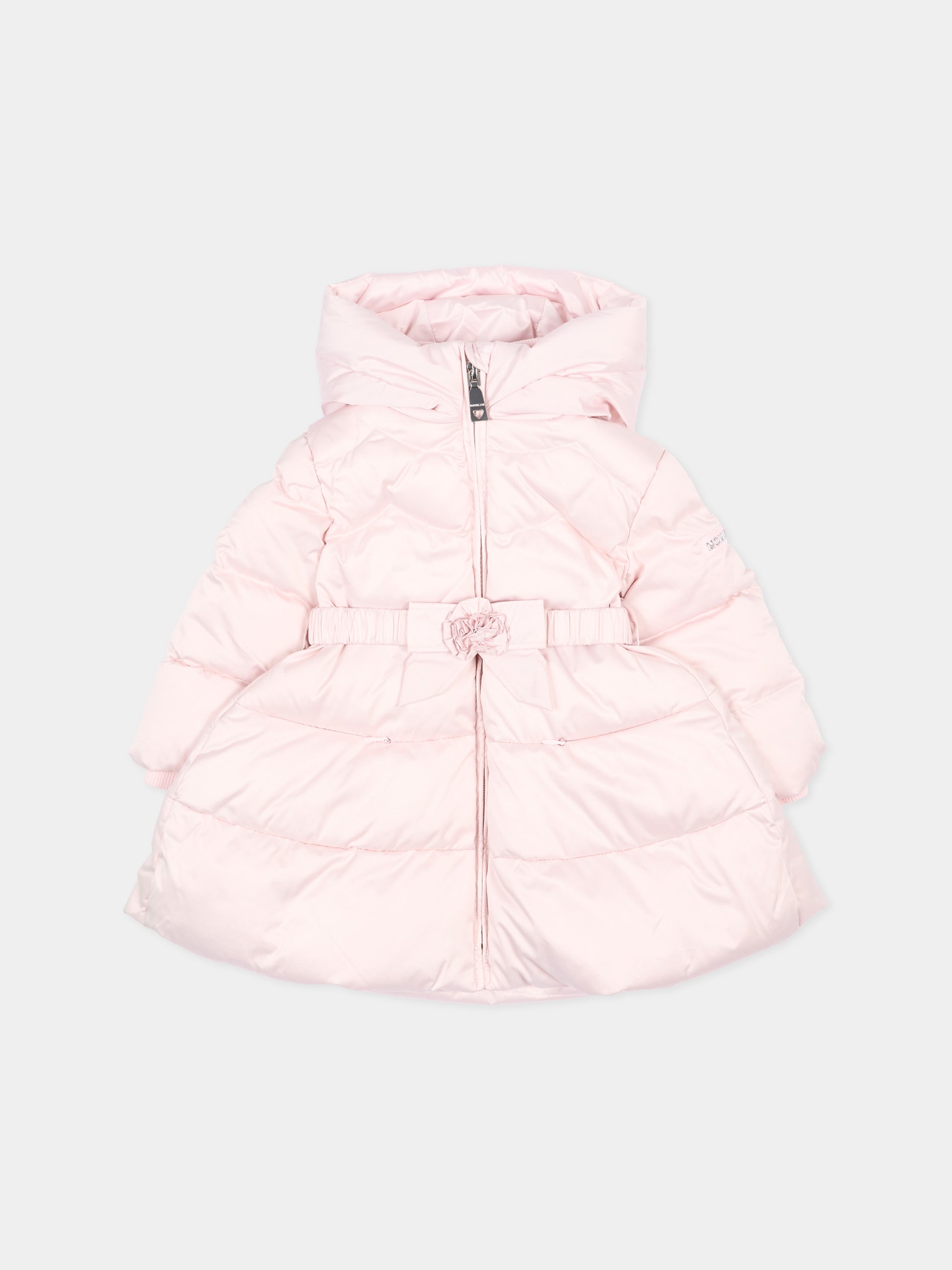 Piumino rosa per neonata con cintura,Monnalisa,37H102 8026 0013