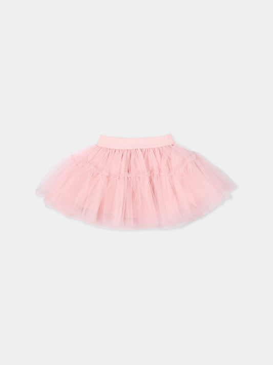 Gonna rosa in tulle per neonata con logo,Monnalisa,37HGON T9945 0063