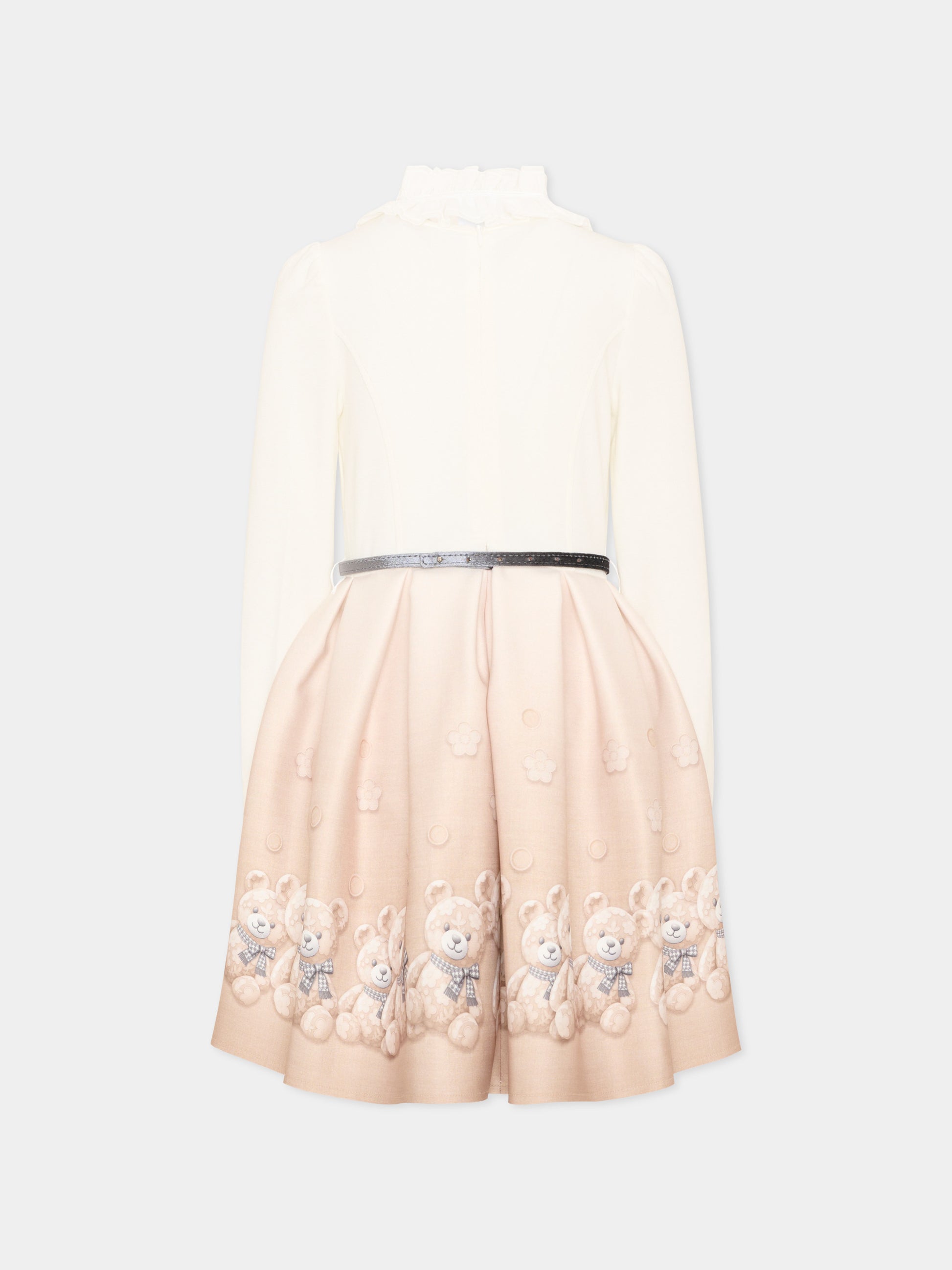 Abito elegante avorio per bambina con orsetti,Monnalisa,11H909 8669 0003