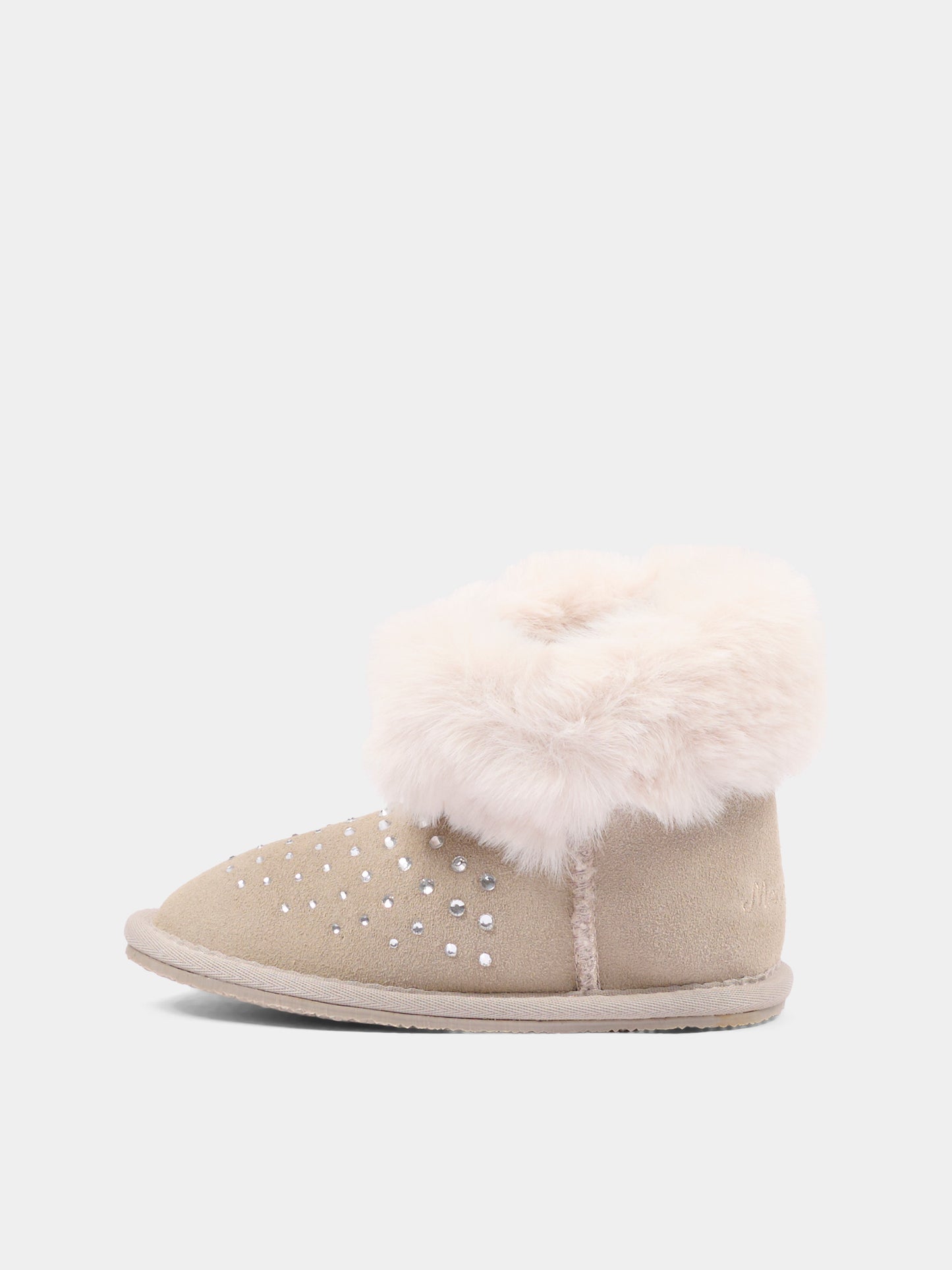 Stivaletti beige per bambina con strass,Monnalisa,83H003 8775 0033