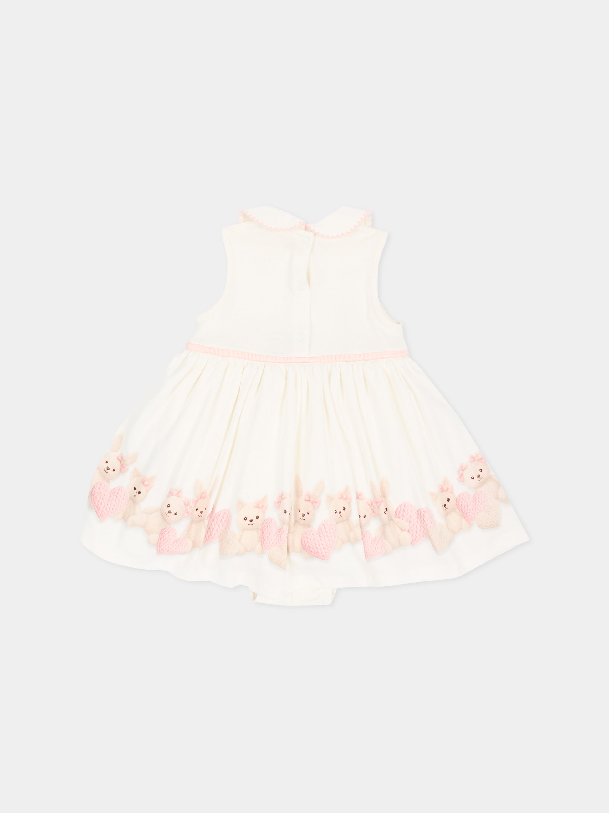 Vestito avorio per neonata con conigli,Monnalisa,35H507 8001 0191