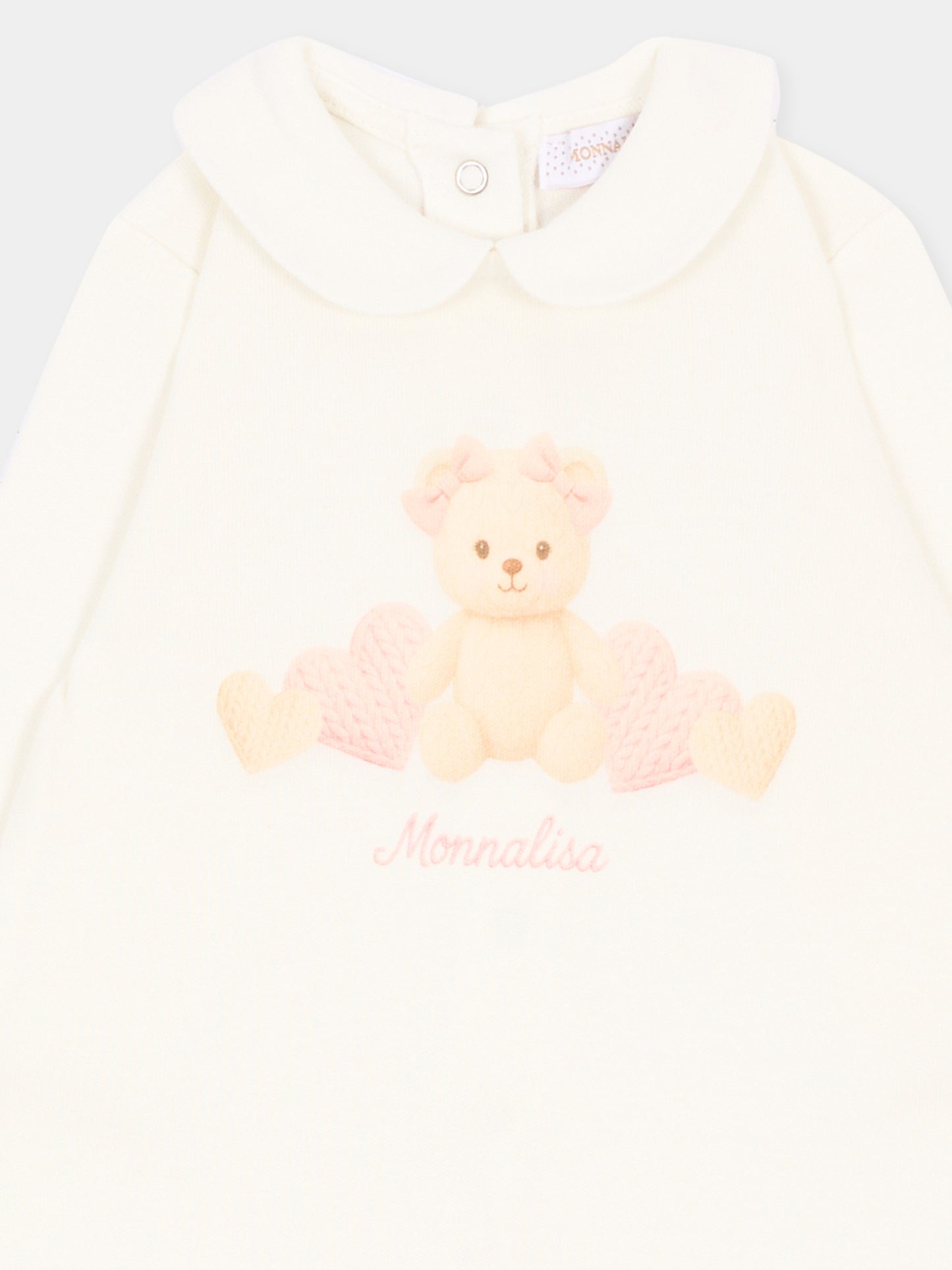 Tutina avorio per neonata con orsetto,Monnalisa,35H207 8001 0001
