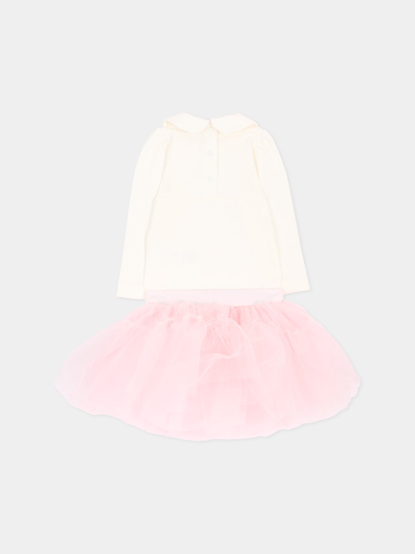 Completo rosa per neonata con tulle,Monnalisa,35H517 8000 0191