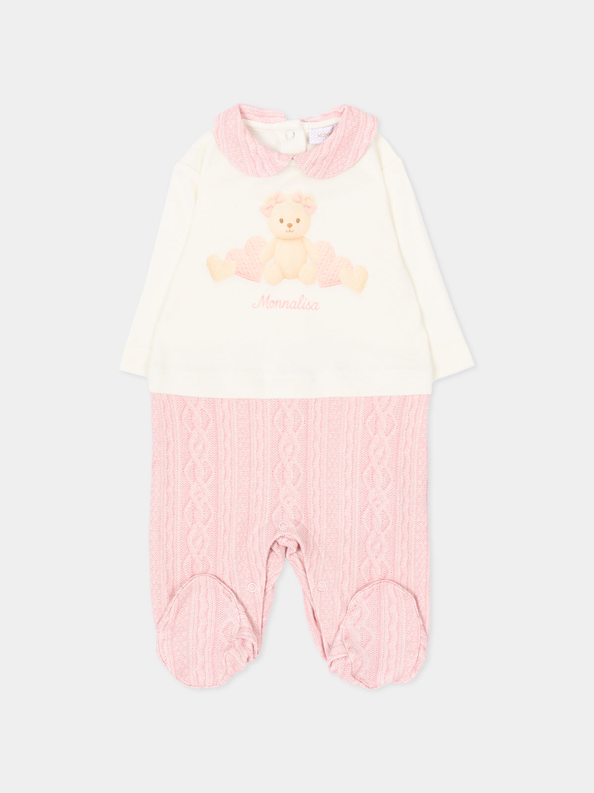 Set Tutina rosa per neonata con orsetto,Monnalisa,35H506 8001 0191