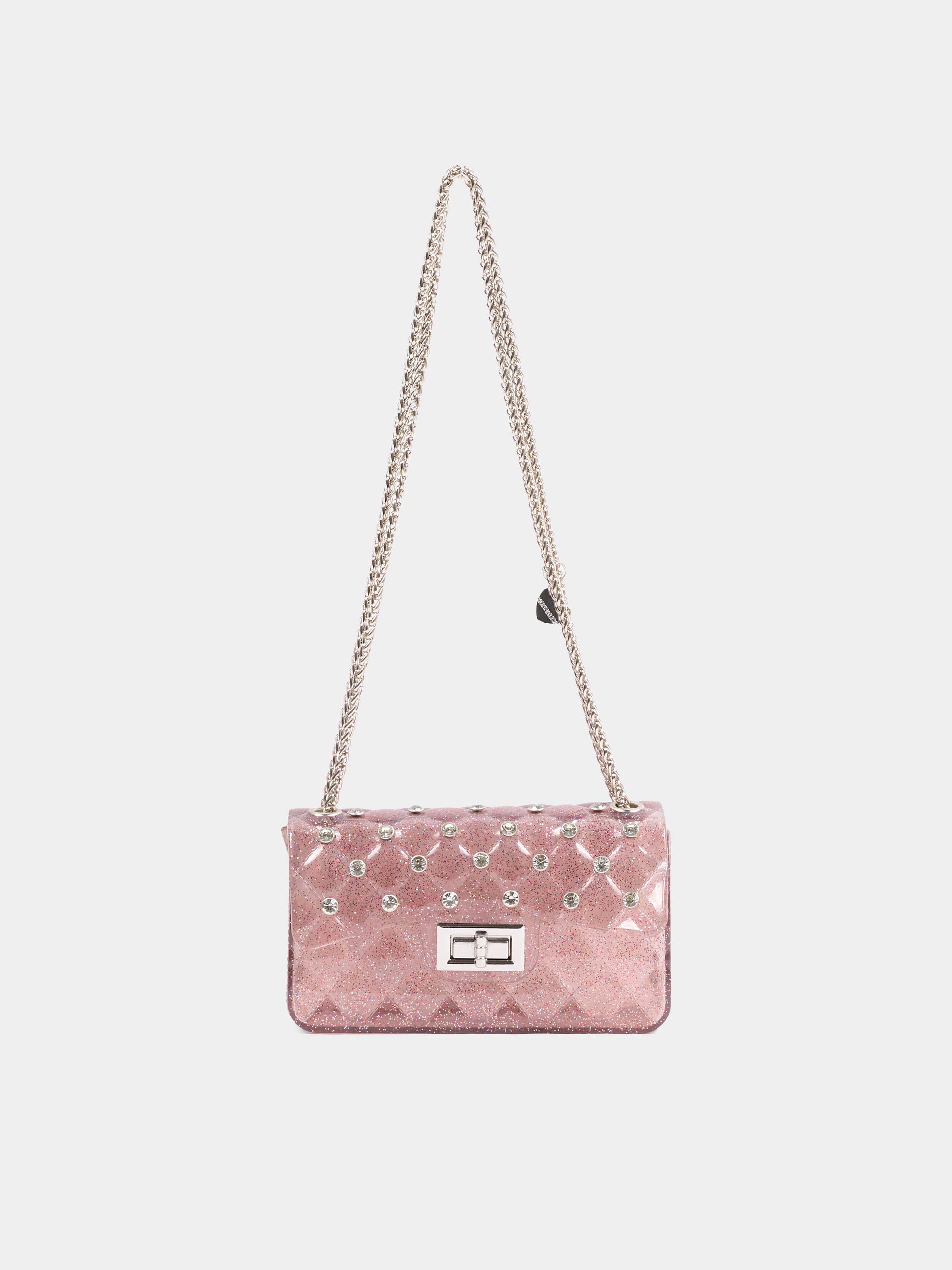 Borsa elegante rosa per bambina con strass,Monnalisa,17H000 8726 094F