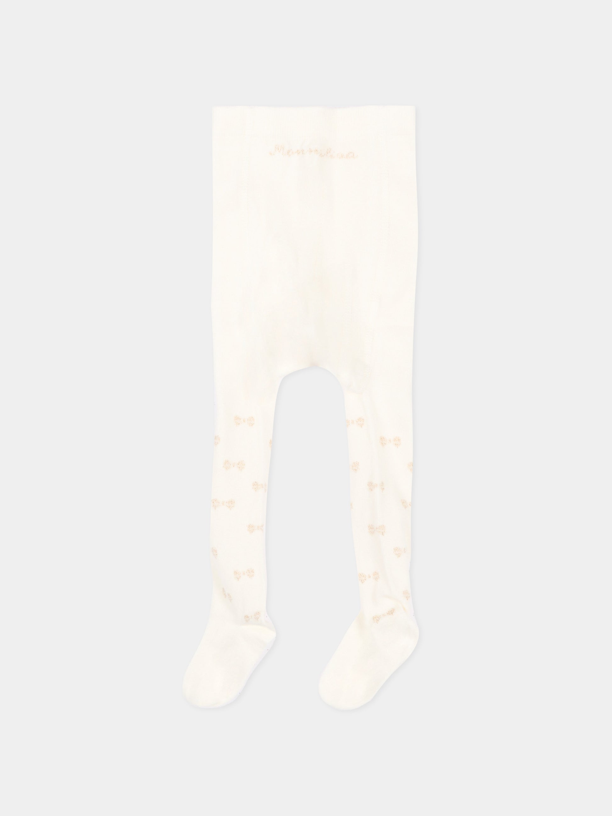 Collant avorio per neonata con fiocchi,Monnalisa,73H006 8082 0170