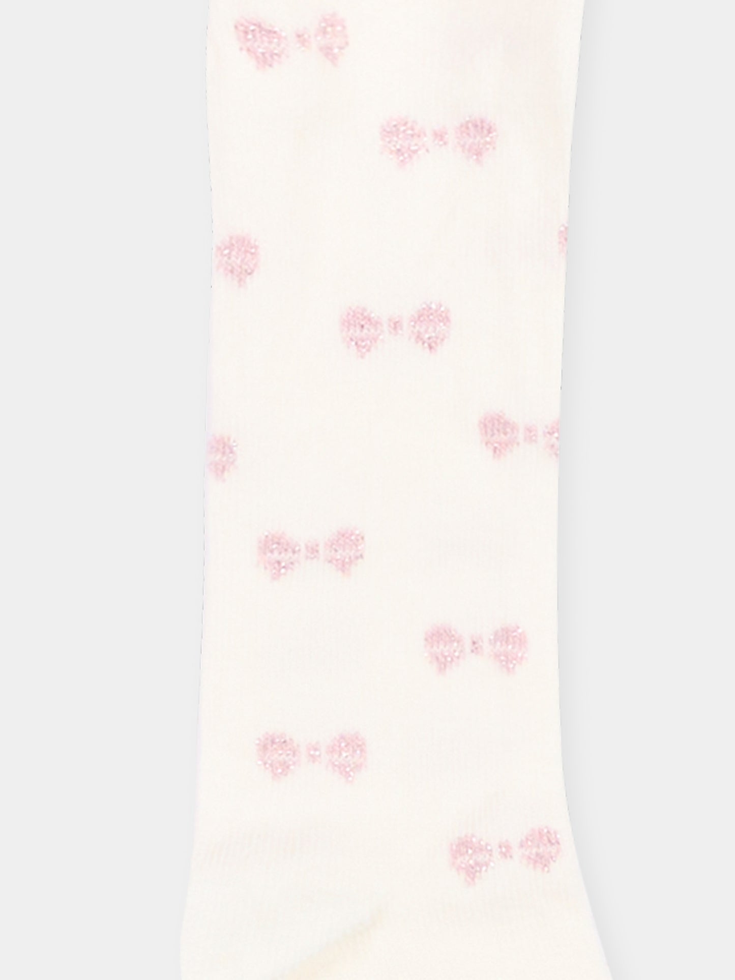 Collant avorio per neonata  con fiocchi,Monnalisa,73H006 8082 0191