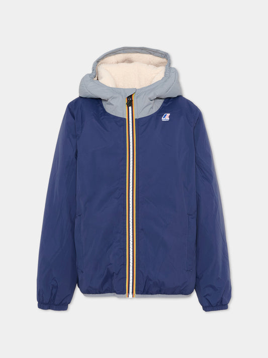 Piumino blu Claude Orsetto per bambini con logo,K-way,K7142TW C00