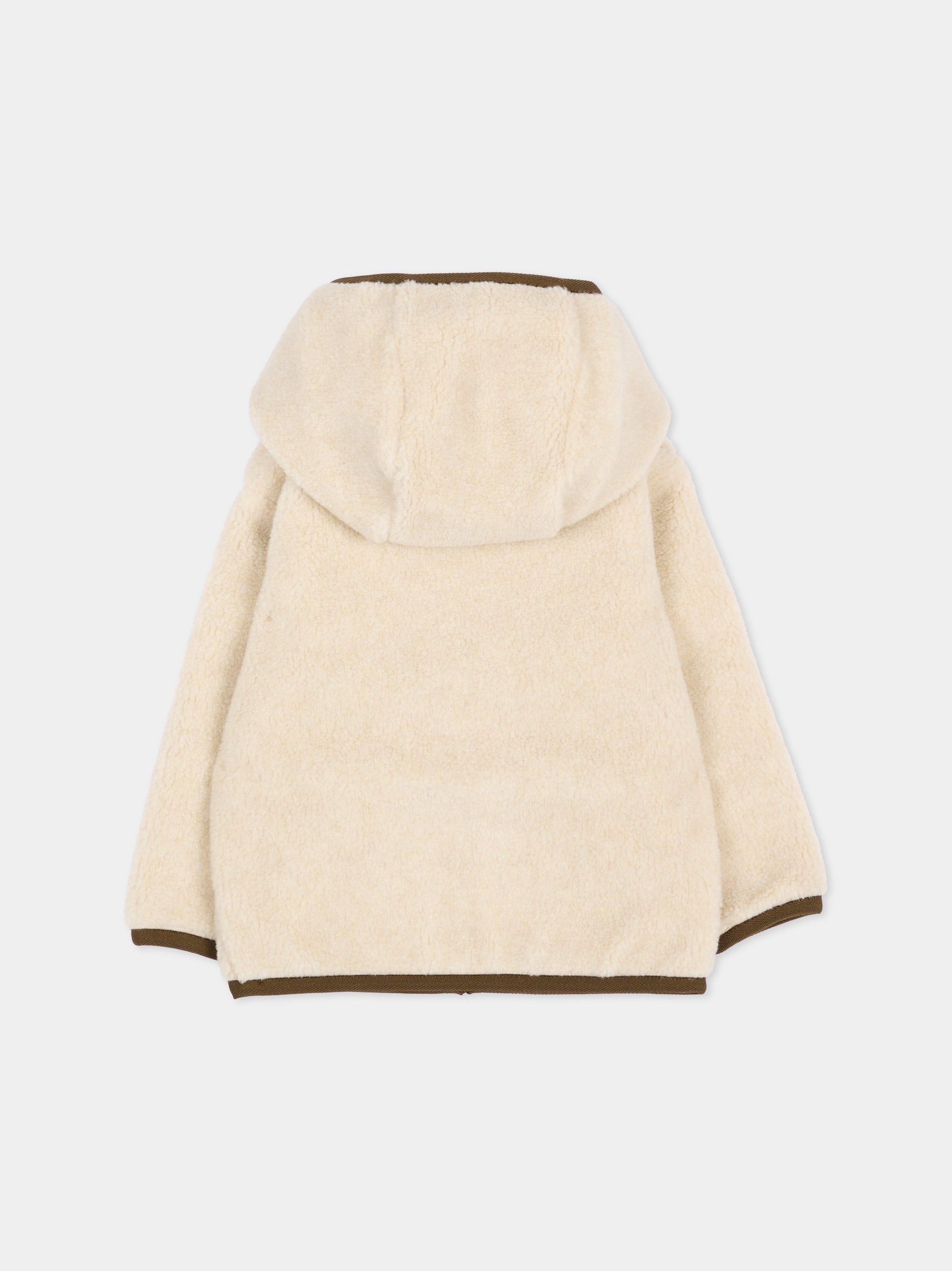 Ecopelliccia beige per neonato con logo,Moncler Kids,L2951 8G00005 89BLO 200