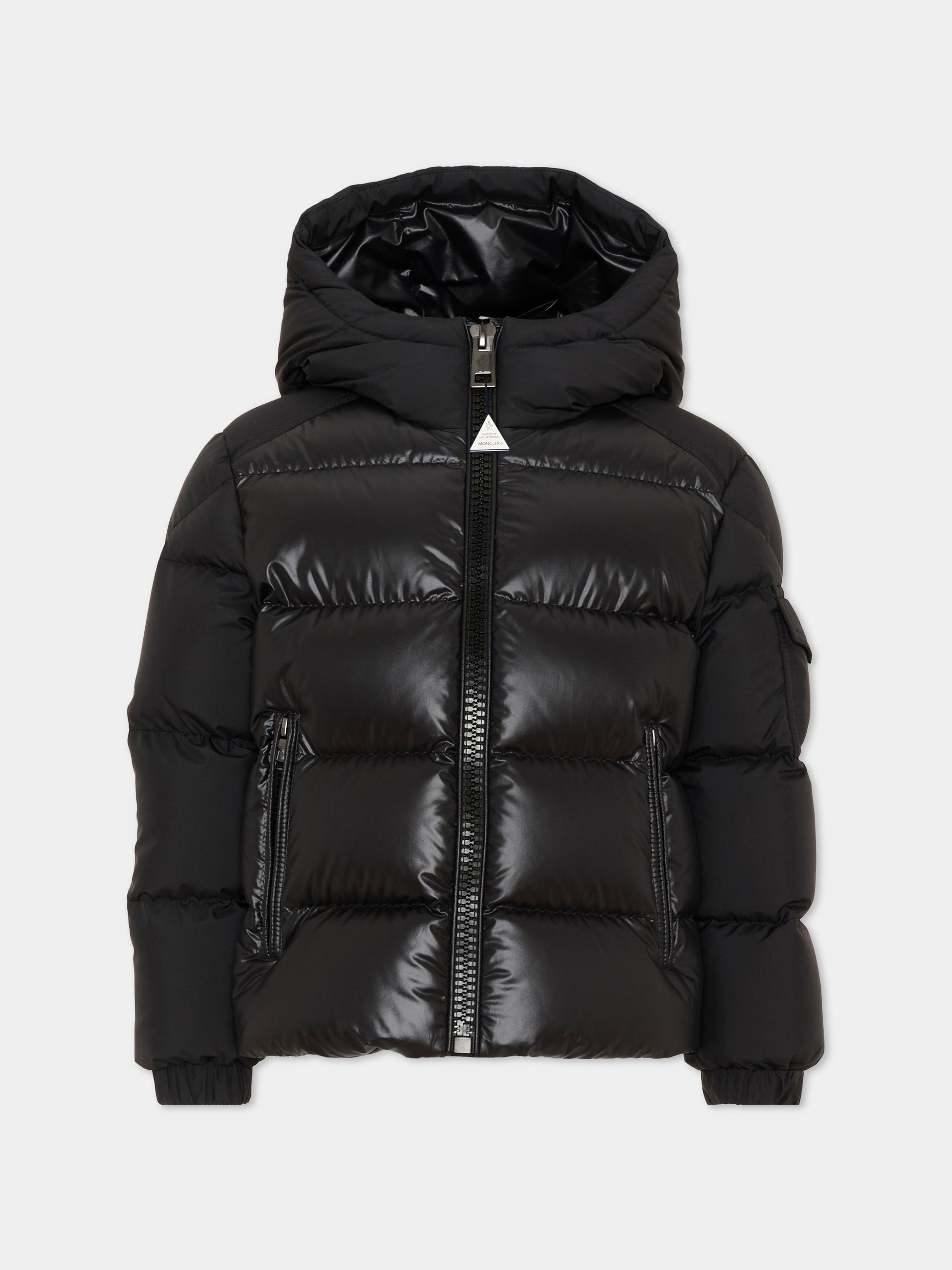 Piumini nero Hyoseris per bambino con logo,Moncler Kids,L2954 1A00076 597YX 999