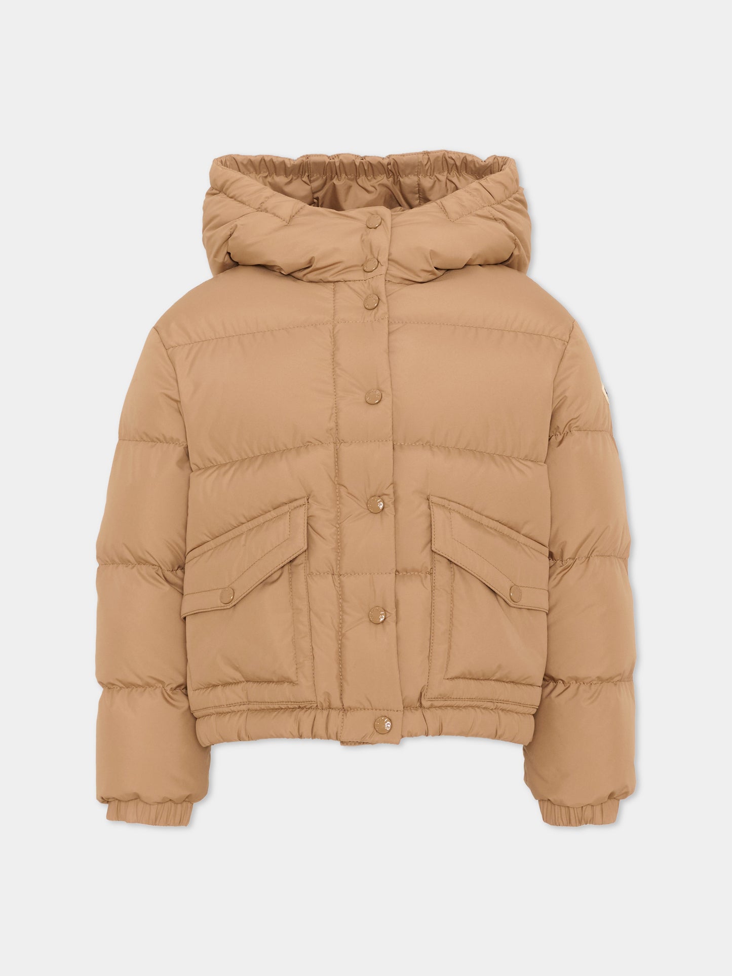 Piumino Phelanta beige per bambina con cappuccio,Moncler Kids,L2954 1A00087 597YW 248