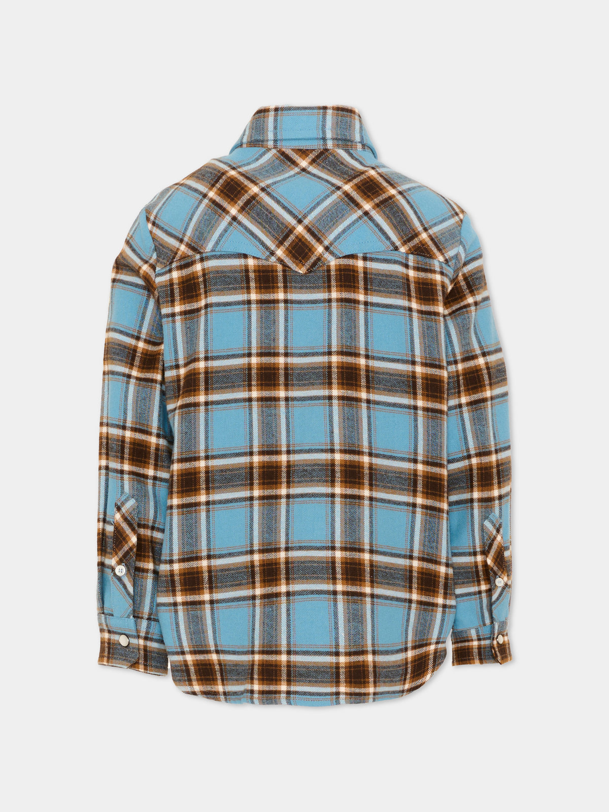 Camicia a manica lunga azzurra per bambino tartan,Moncler Kids,L2954 2F00006 599XO F72
