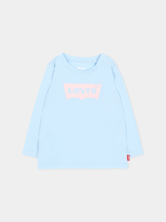 T-shirt a manica lunga celeste per neonata,Levi's Kids,1EA643 C6T