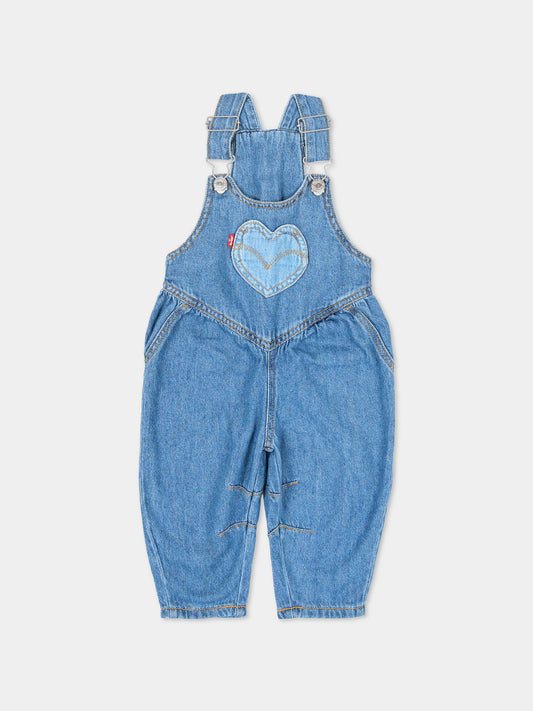 Salopette blu per neonata con cuori,Levi's Kids,1ER572 MFK