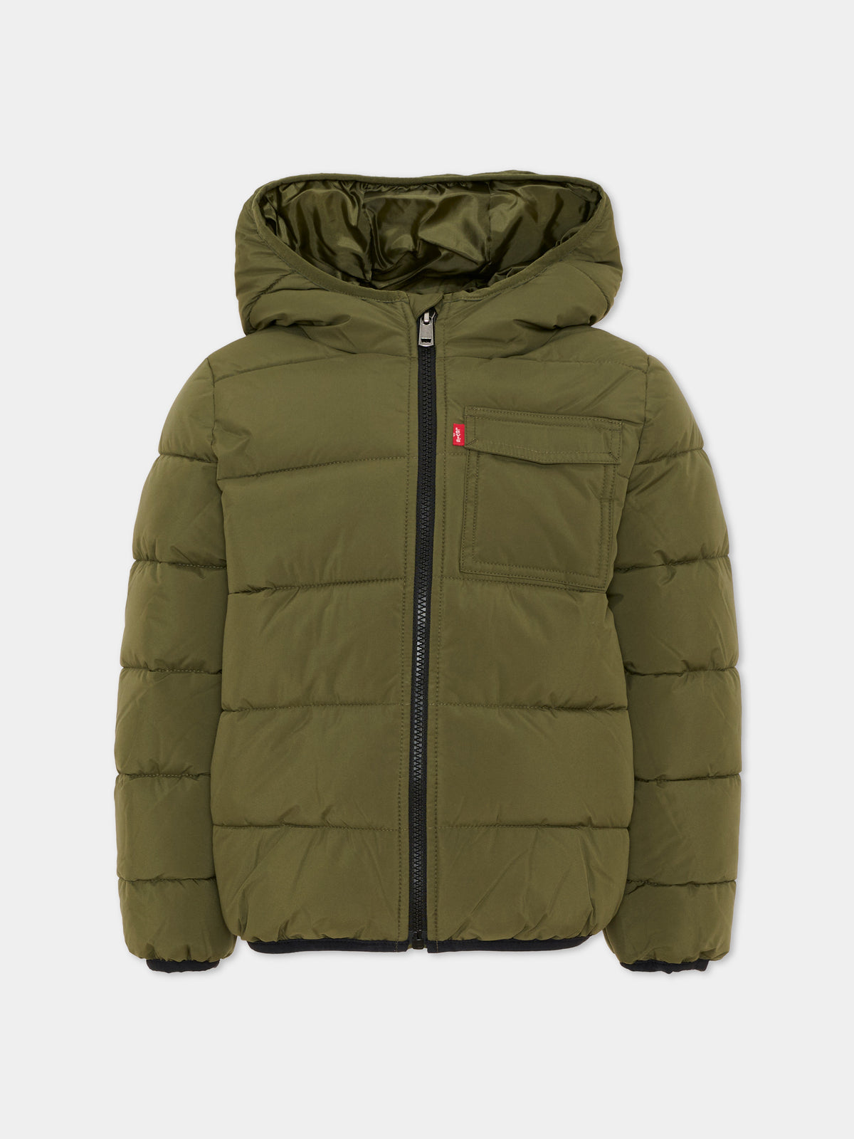 Piumino verde per bambini con cappuccio,Levi's Kids,9ER310 E3V