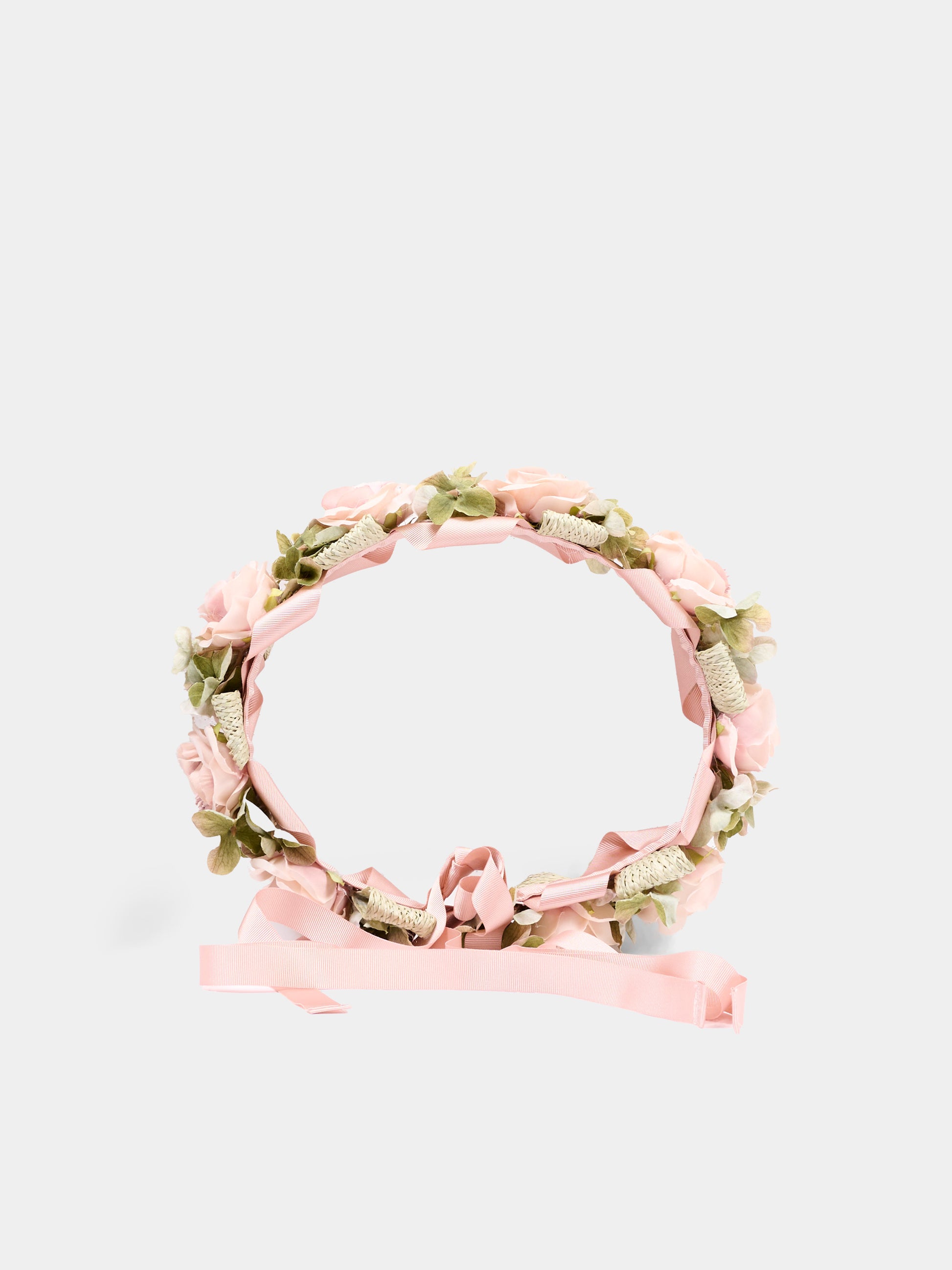 Coroncina rosa per bambina con fiori applicati,Colorichiari,FL968543 AF778 83