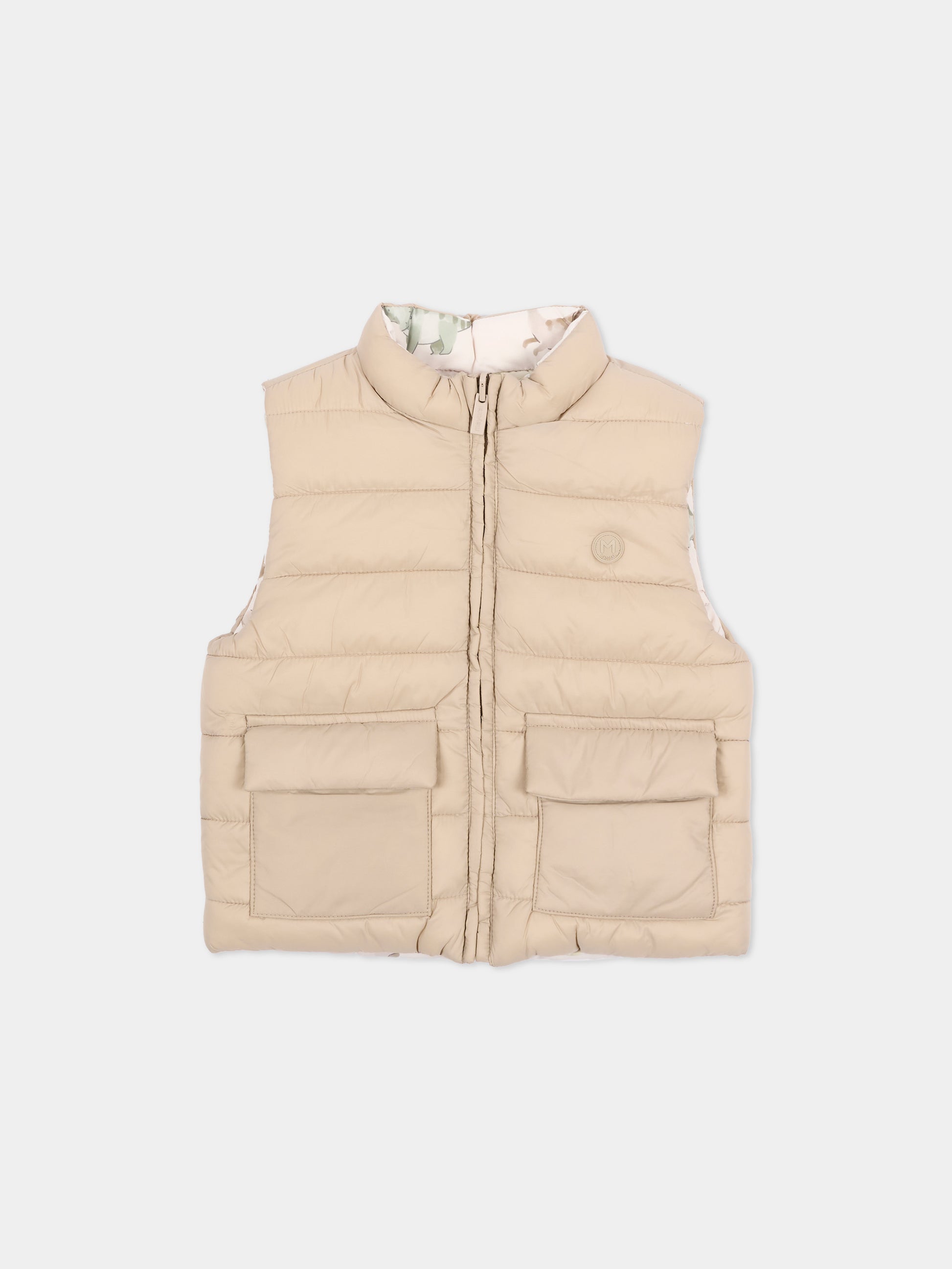 Gilet beige reversibile per neonato,Mayoral,2378 091