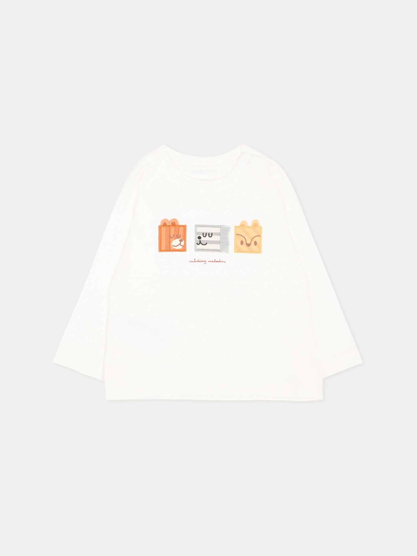 T-Shirt avorio per neonato con stampa,Mayoral,2009 086