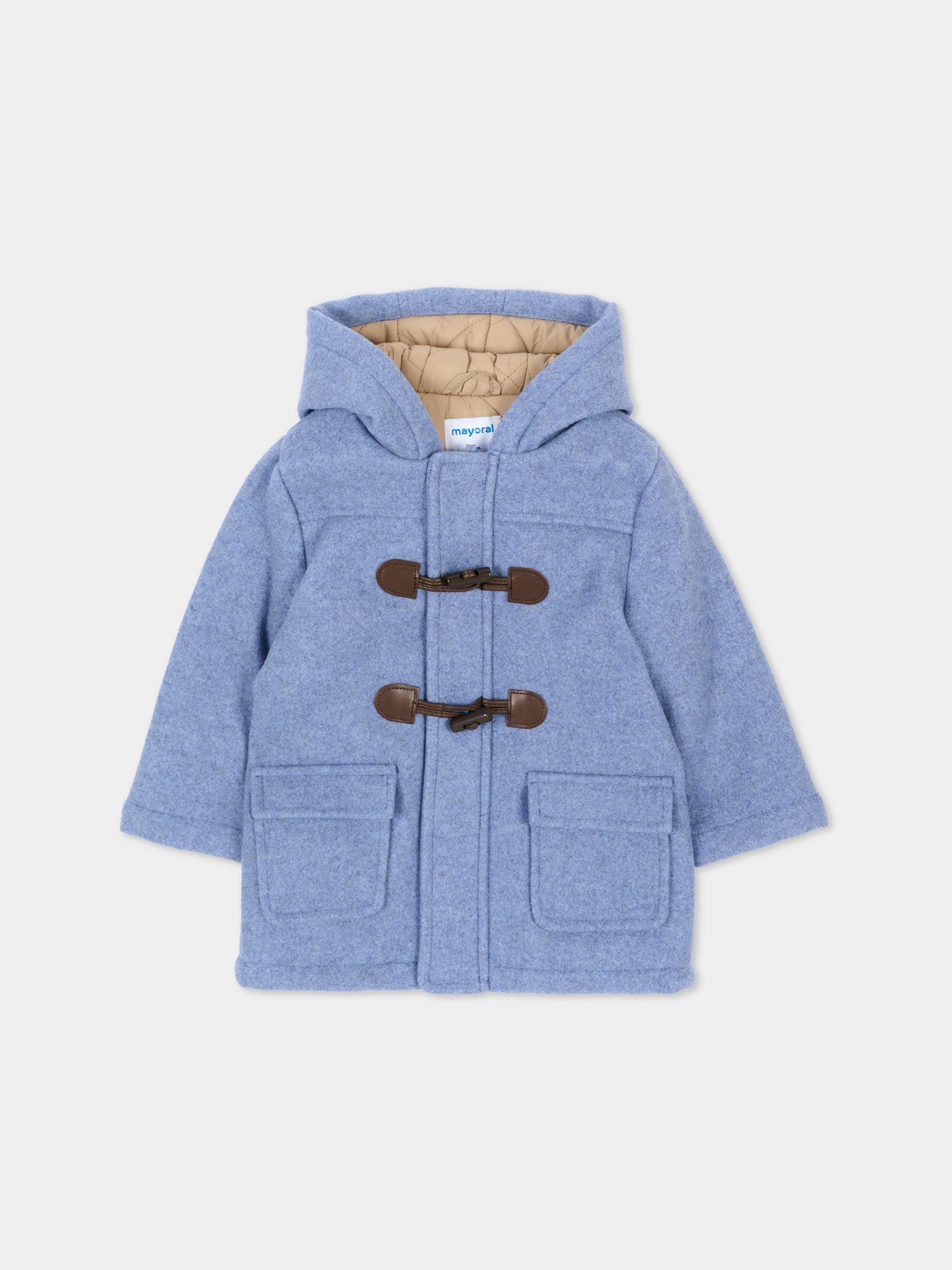 Cappotto celeste per neonato con cappuccio,Mayoral,2426 039