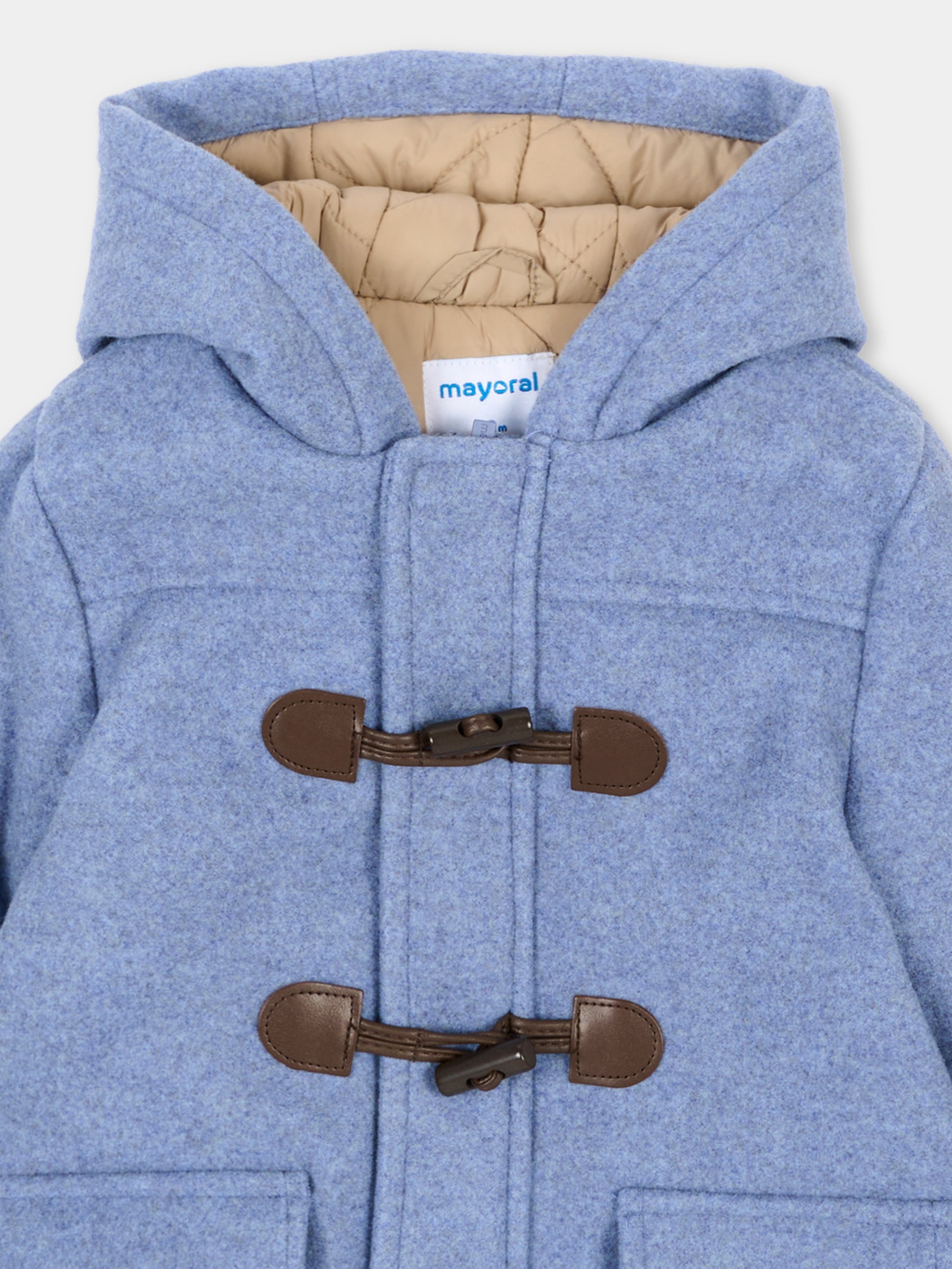 Cappotto celeste per neonato con cappuccio,Mayoral,2426 039