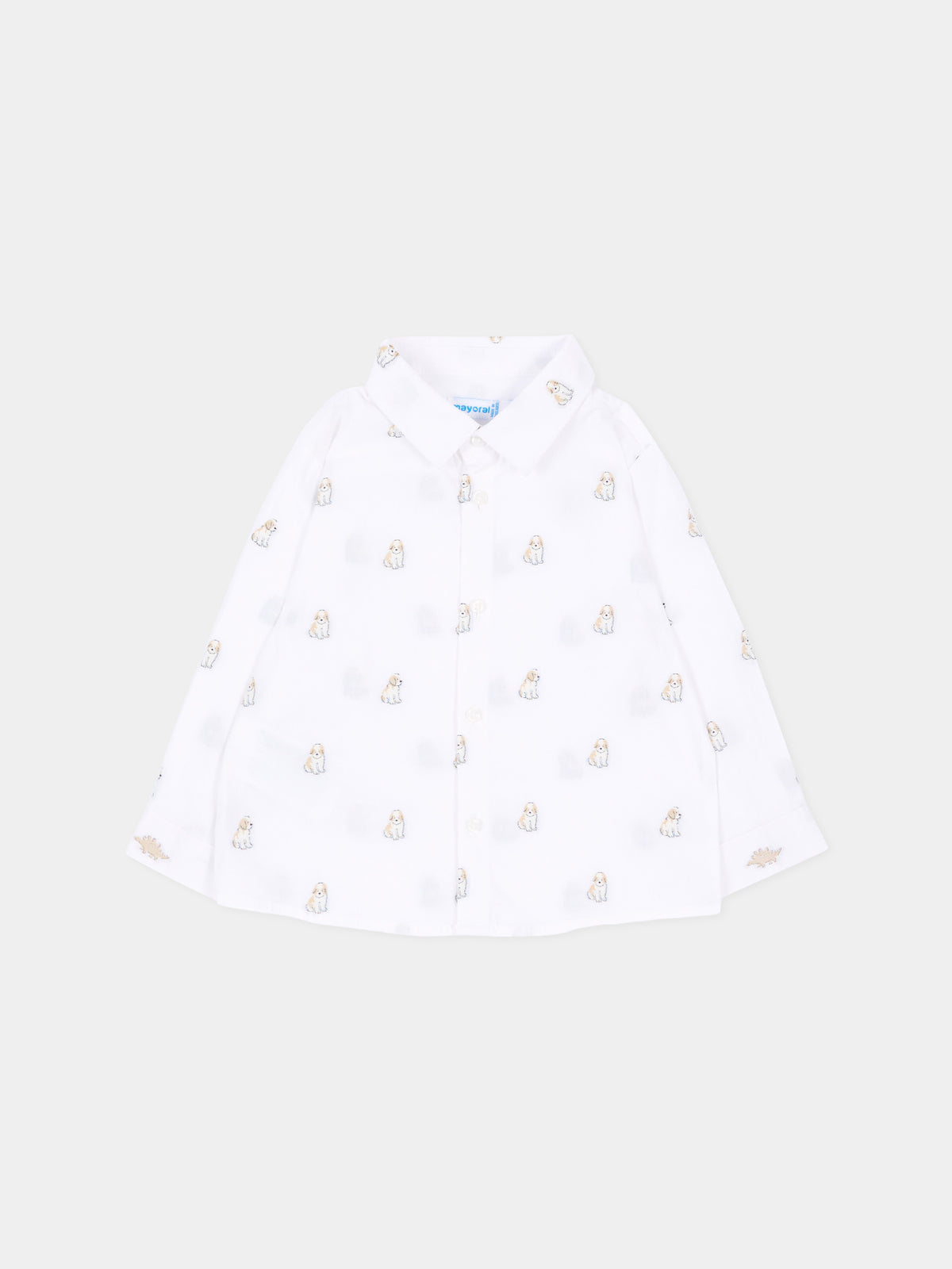 Camicia a manica lunga bianca stampata per neonato,Mayoral,2113 051