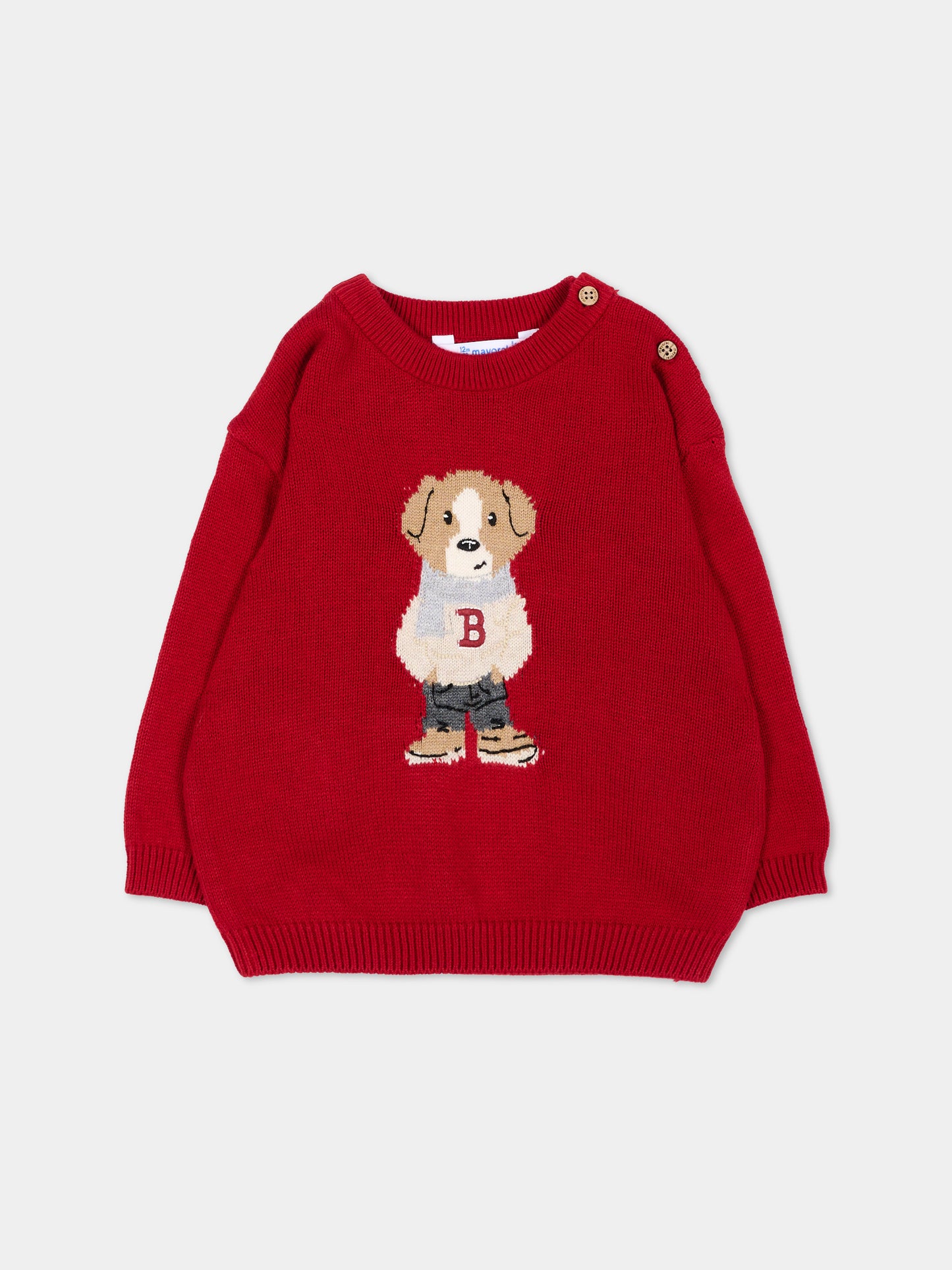 Maglione rosso per neonato con cane,Mayoral,2377 085