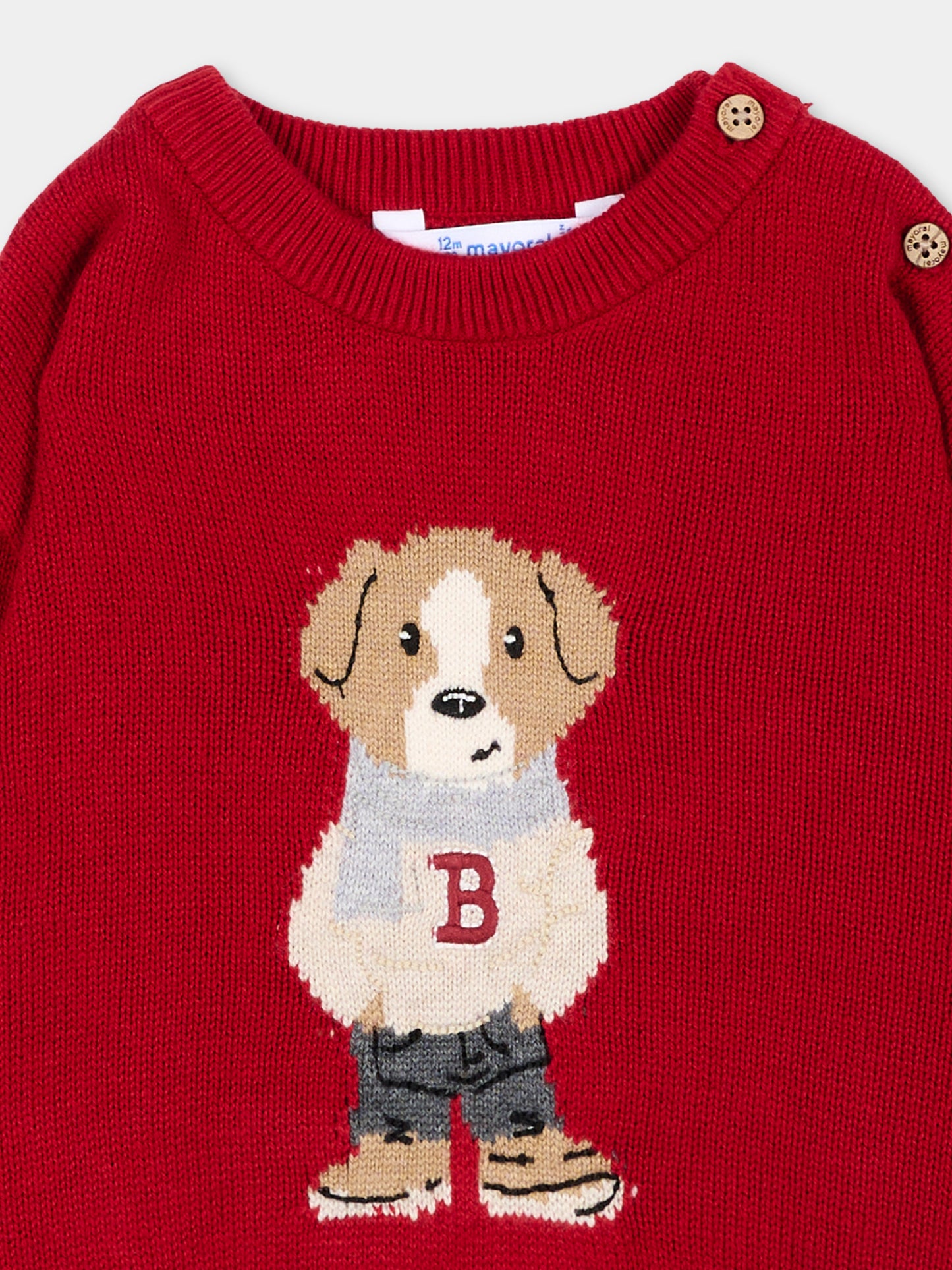 Maglione rosso per neonato con cane,Mayoral,2377 085