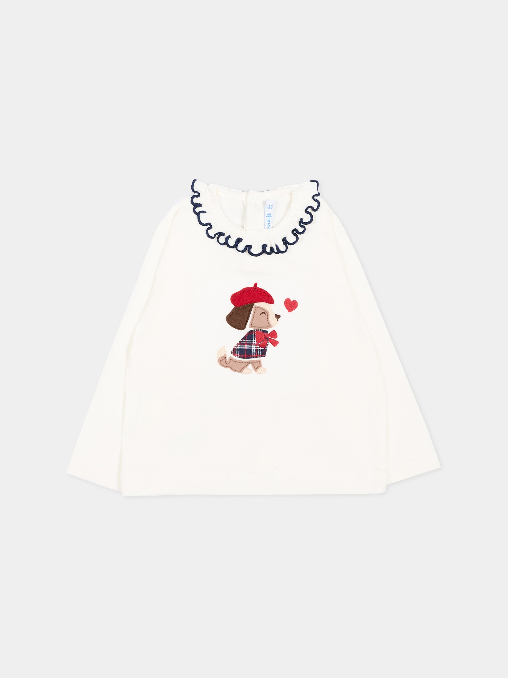 T-Shirt avorio per neonata con cagnolino,Mayoral,2090 077