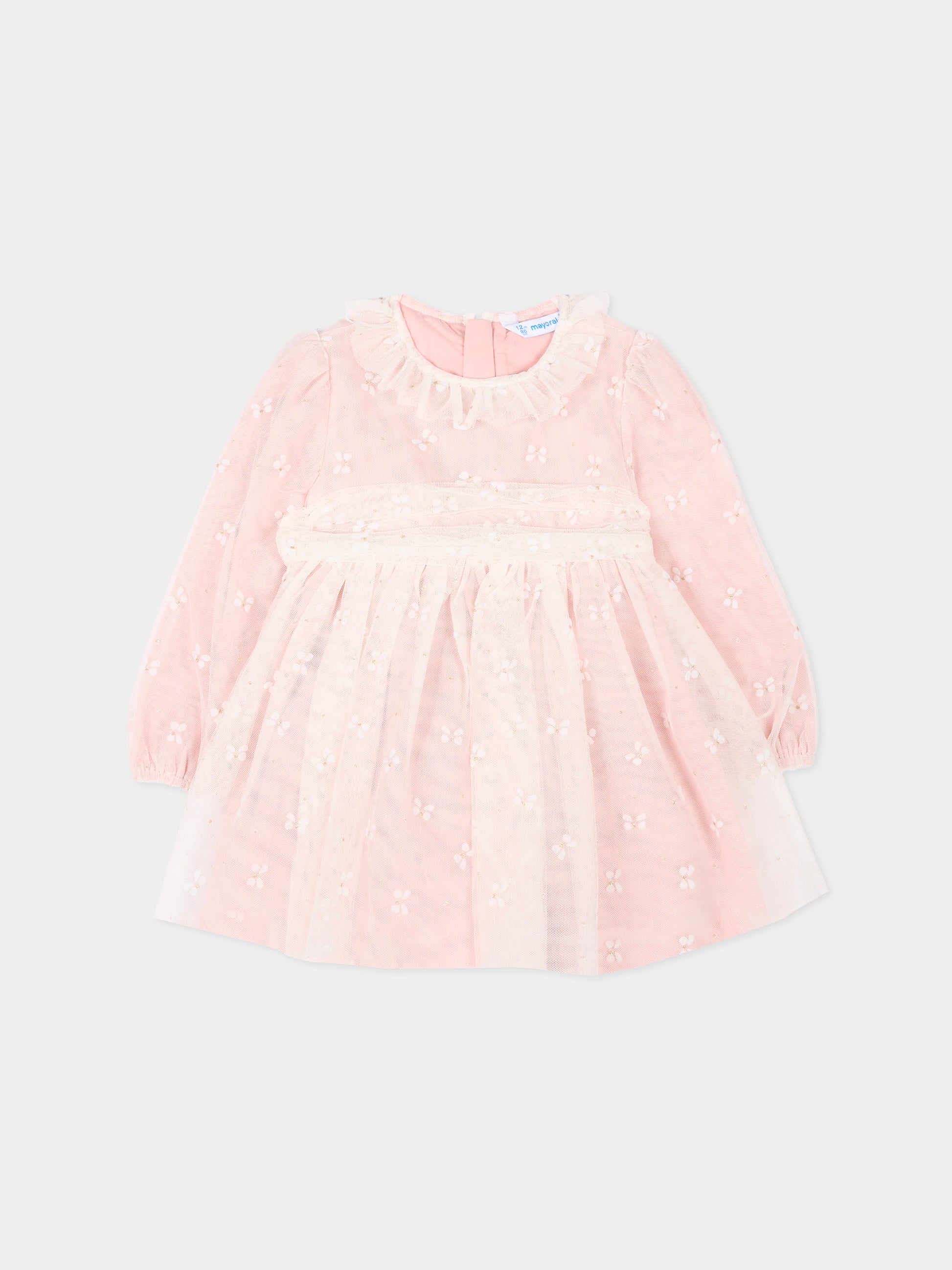 Abito elegante rosa per neonata con tulle,Mayoral,2903 078