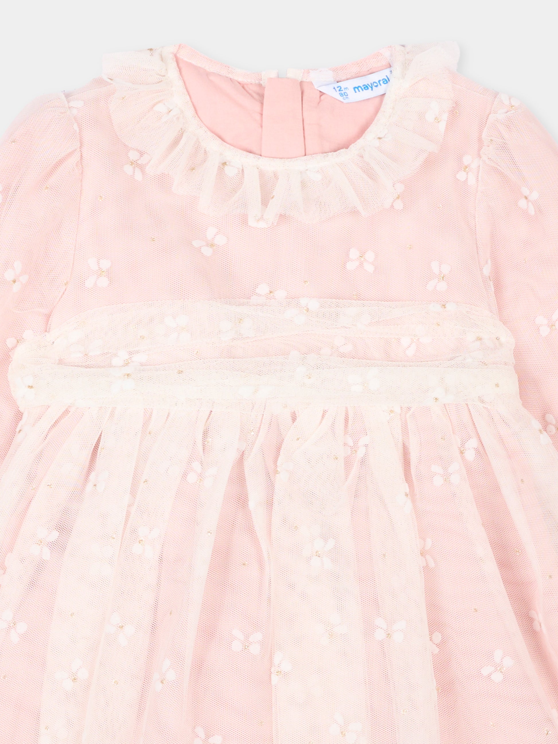 Abito elegante rosa per neonata con tulle,Mayoral,2903 078