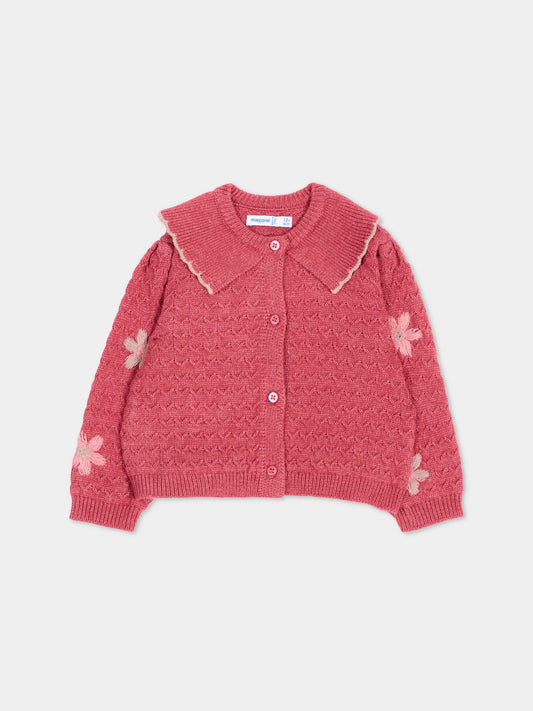 Cardigan rosa per neonata con fiori,Mayoral,2306 041