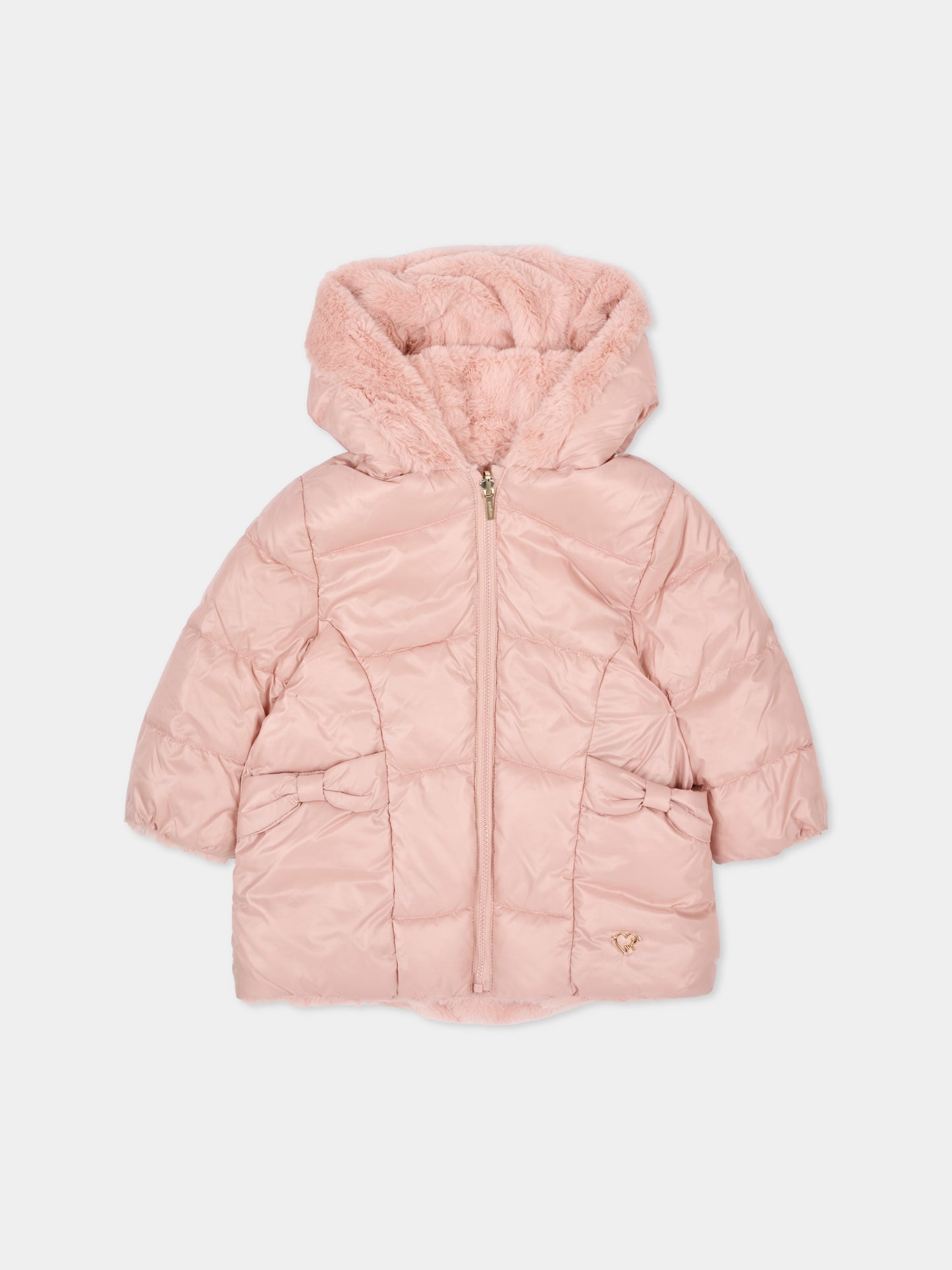 Piumino rosa per neonata con fiocchi,Mayoral,2439 094