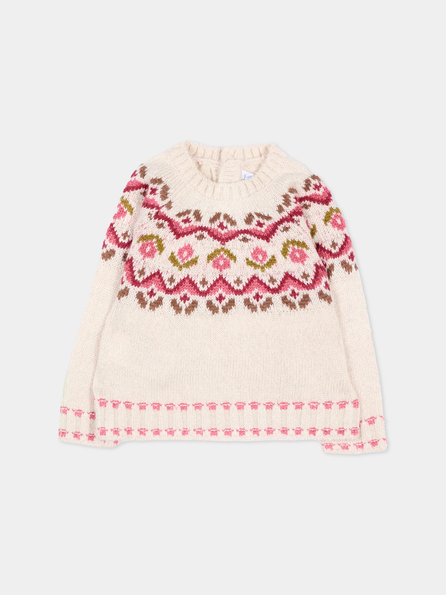 Maglione avorio per neonata floreale,Mayoral,2384 051