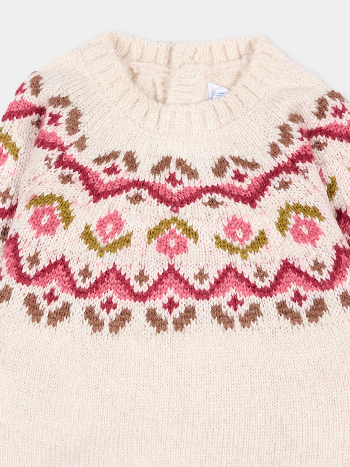 Maglione avorio per neonata floreale,Mayoral,2384 051