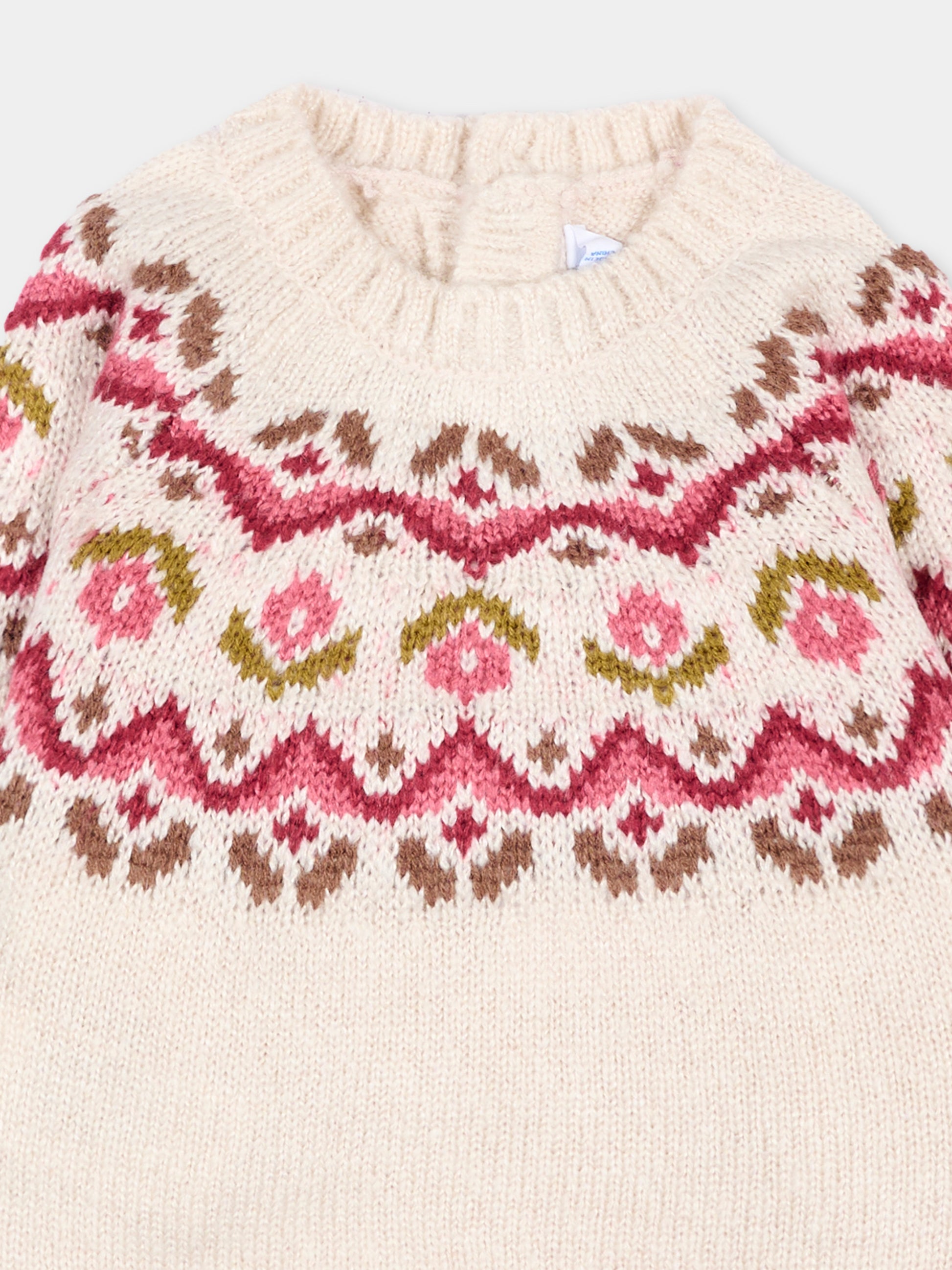 Maglione avorio per neonata floreale,Mayoral,2384 051