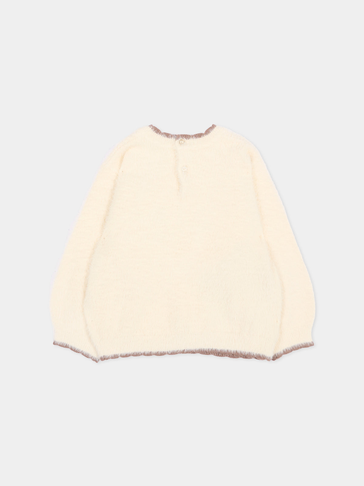Maglione beige per neonata con orsetto,Mayoral,2383 047